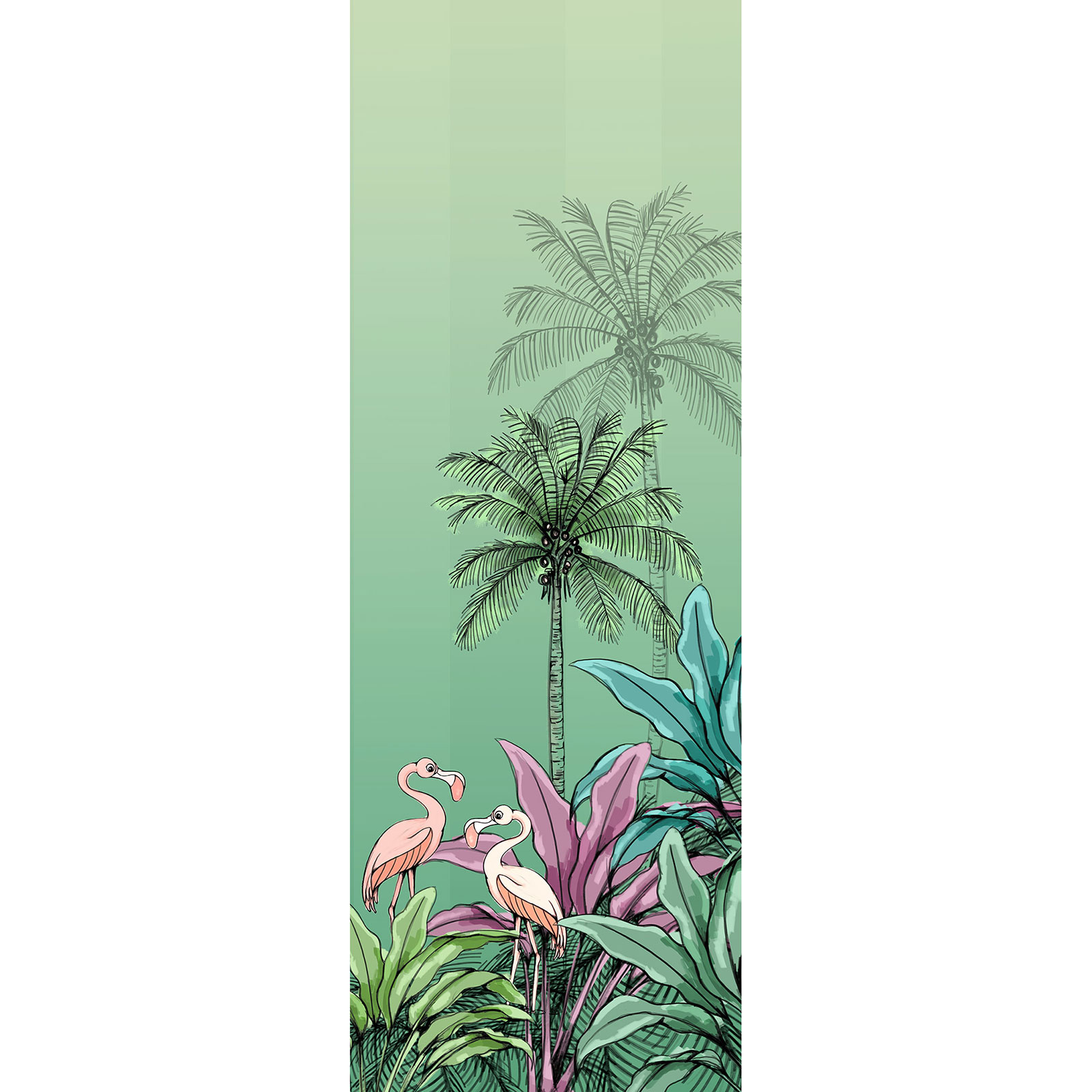 Vlies-Fototapete JUNGLE FLAMINGO - 100x280 cm
