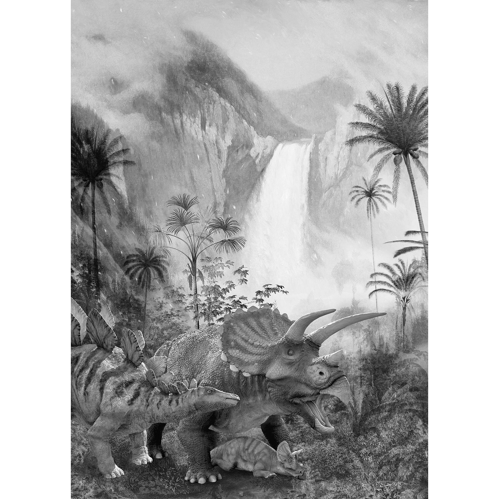 Vlies-Fototapete JURASSIC WATERFALL - 200x280 cm