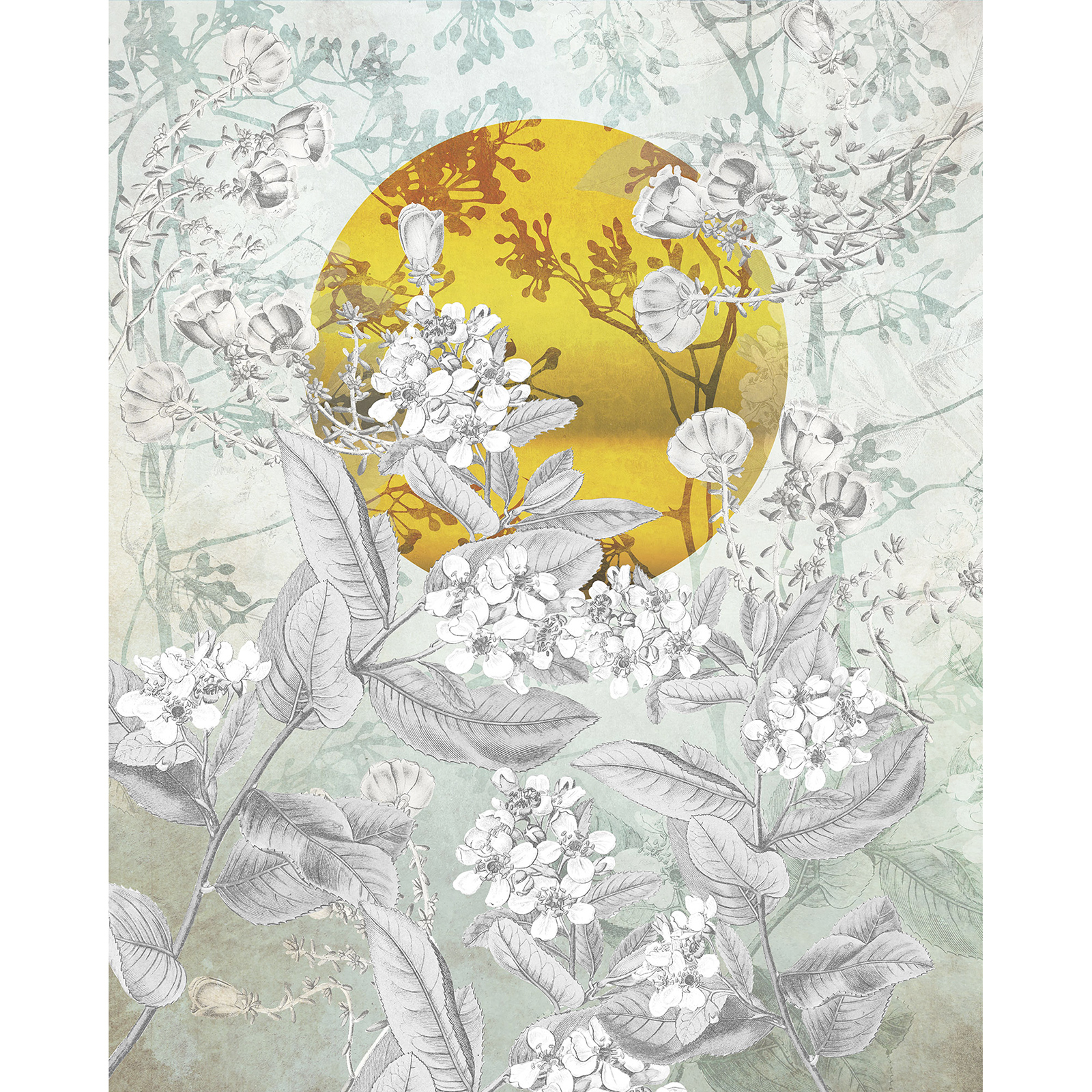Vlies-Fototapete KARMA - schwarz-weiß-gold - 200x250 cm