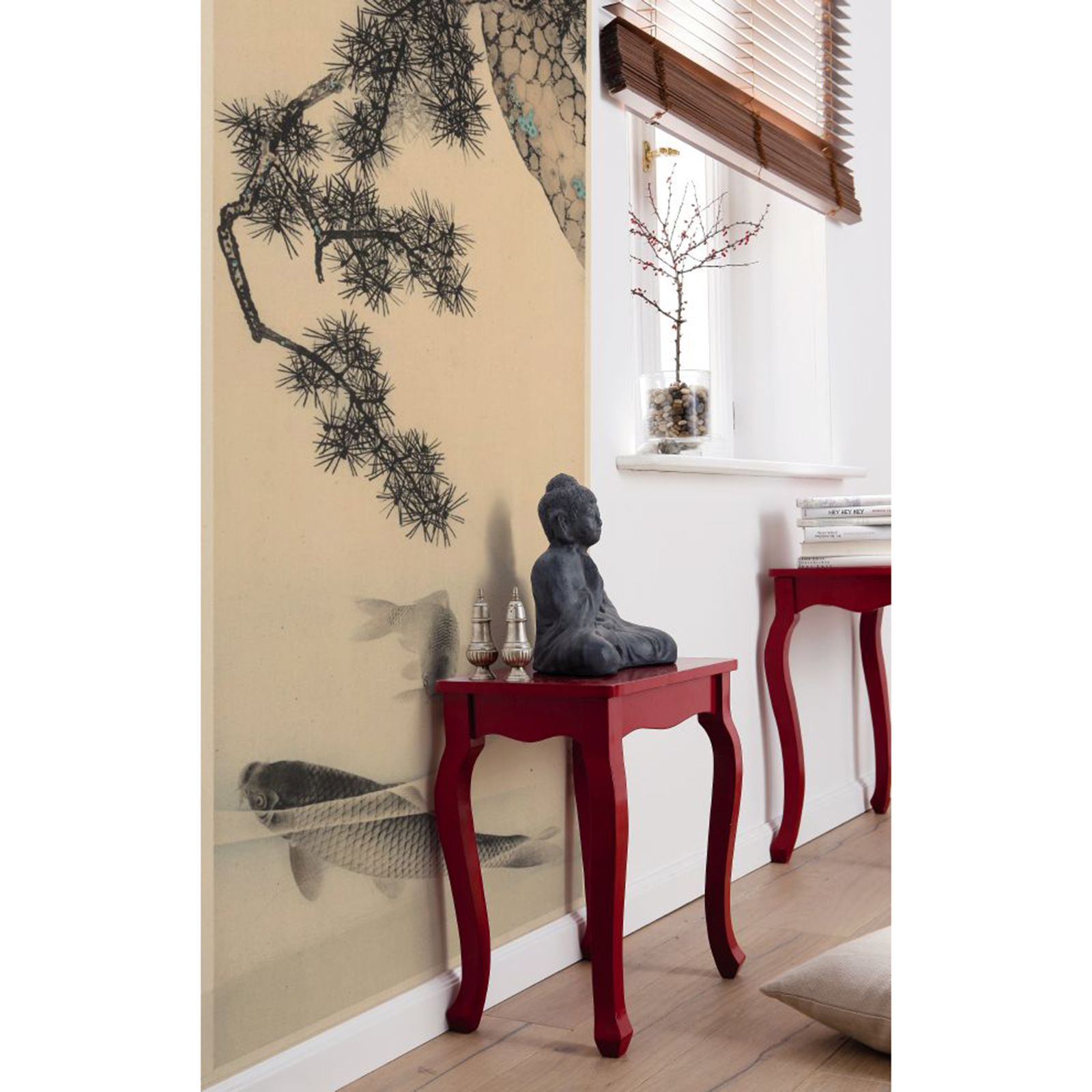Vlies-Fototapete KOI - beige-schwarz - 100x250 cm