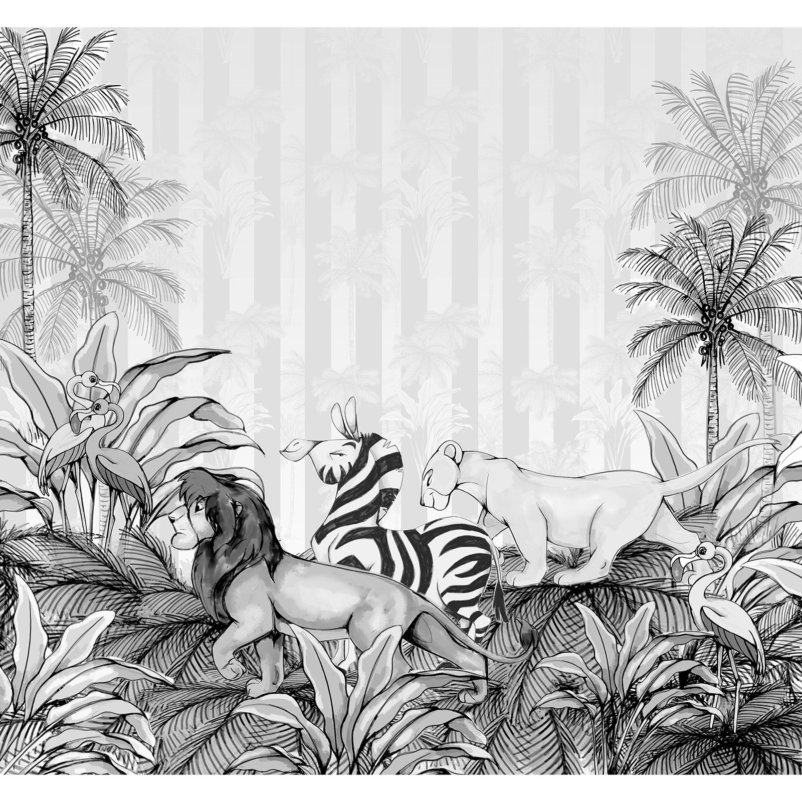 Vlies-Fototapete LION KING MONOCHROME - 300x280 cm