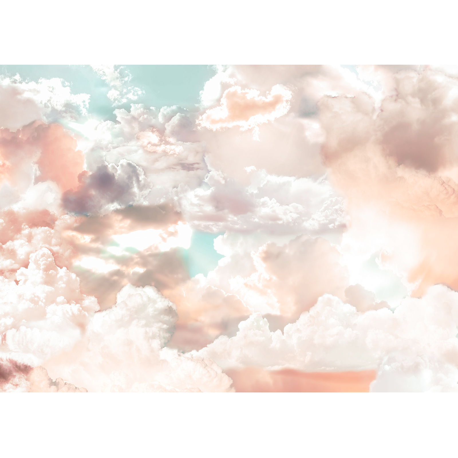 Vlies-Fototapete MELLOW CLOUDS - rosa-blau-weiß - 350x250 cm