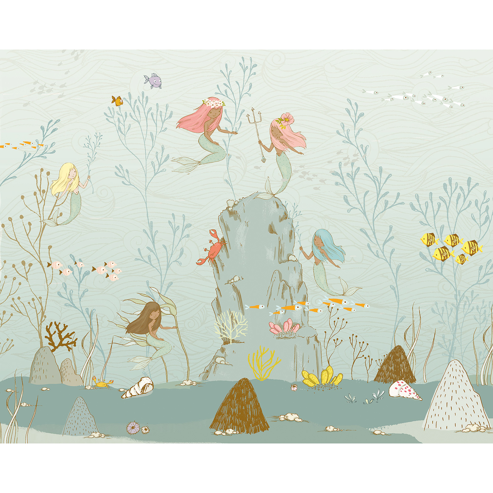 Vlies-Fototapete MERMAIDS - bunt - 350x280 cm