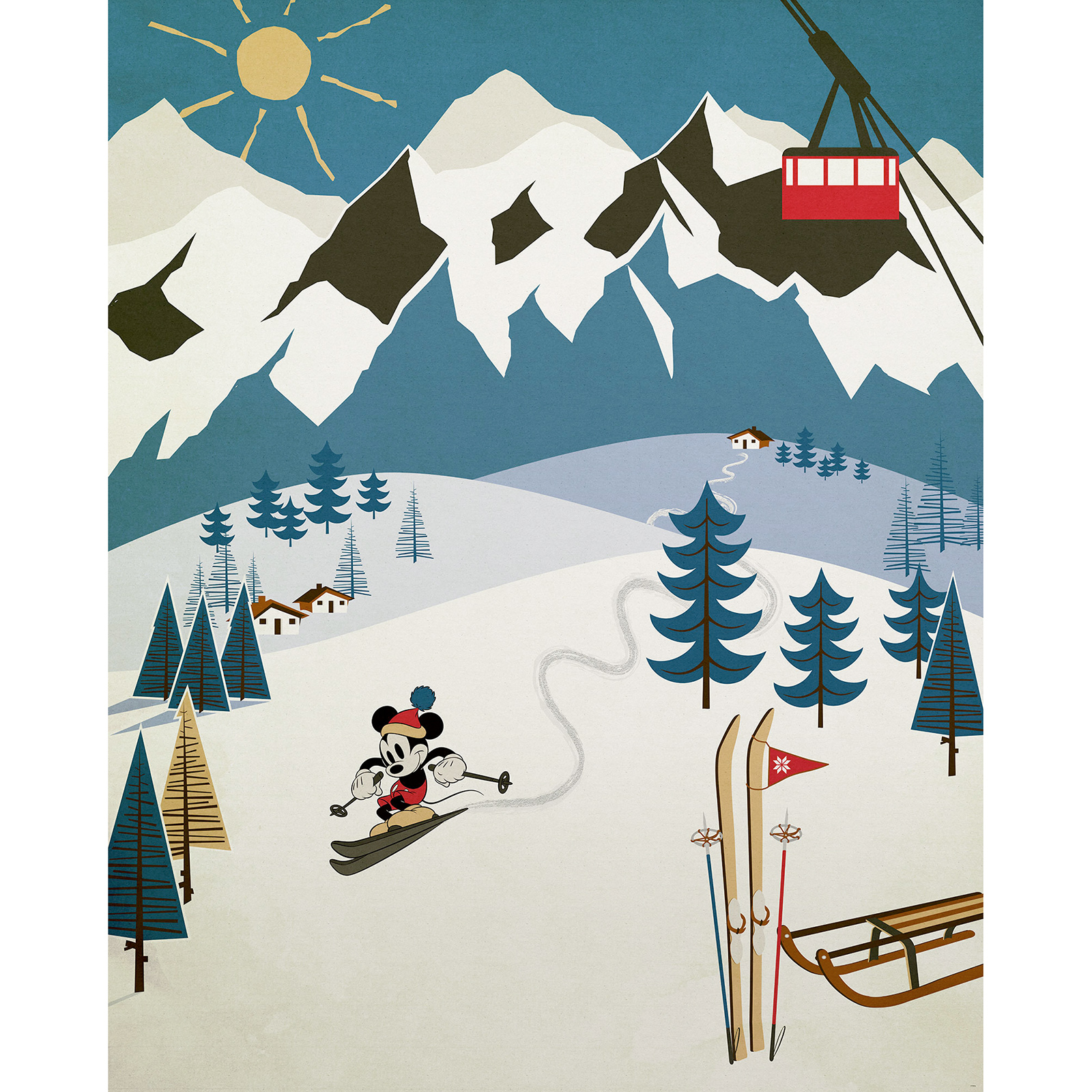 Vlies-Fototapete MICKEY ALPINE - bunt - 200x250 cm