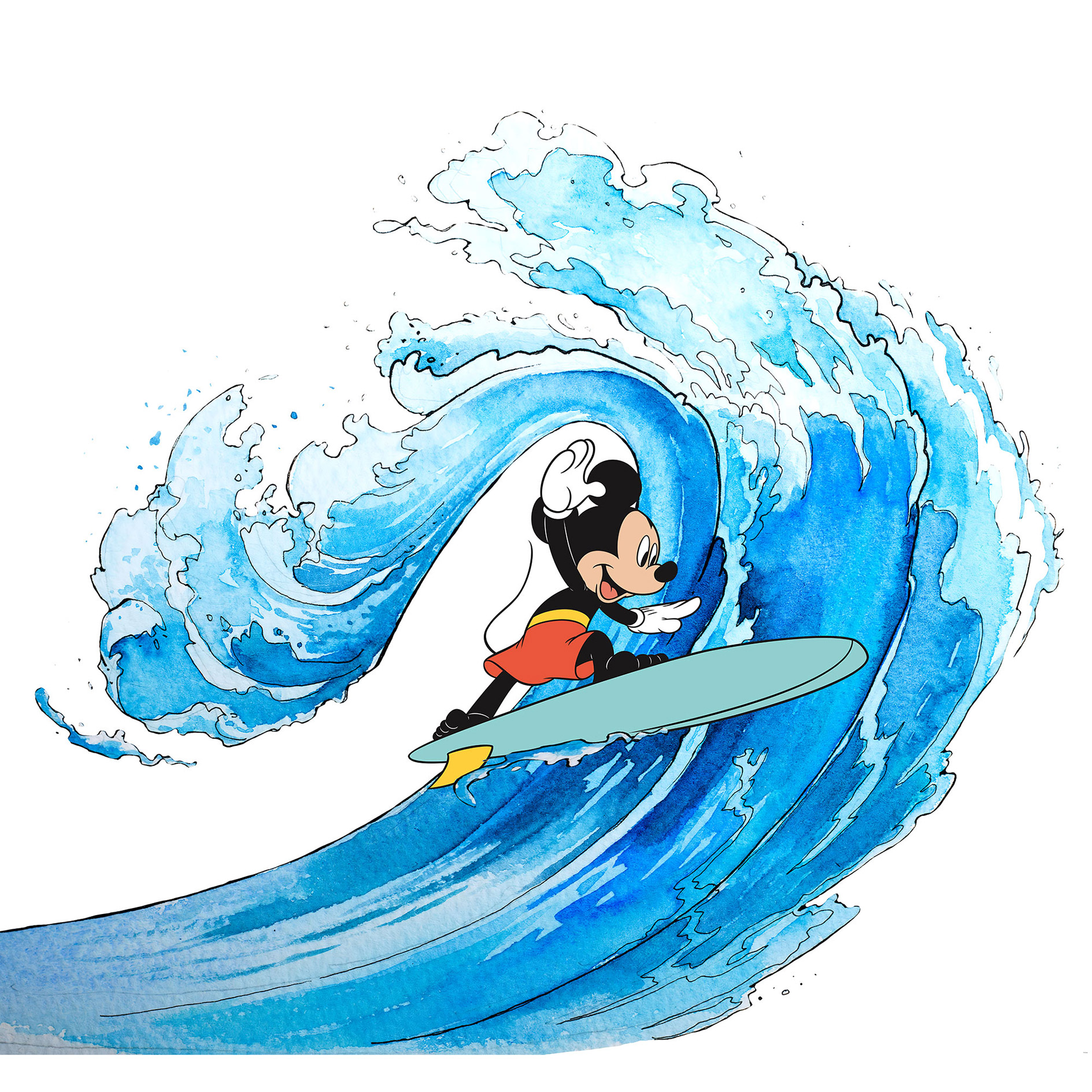 Vlies-Fototapete MICKEY SURFING - bunt - 300x280 cm