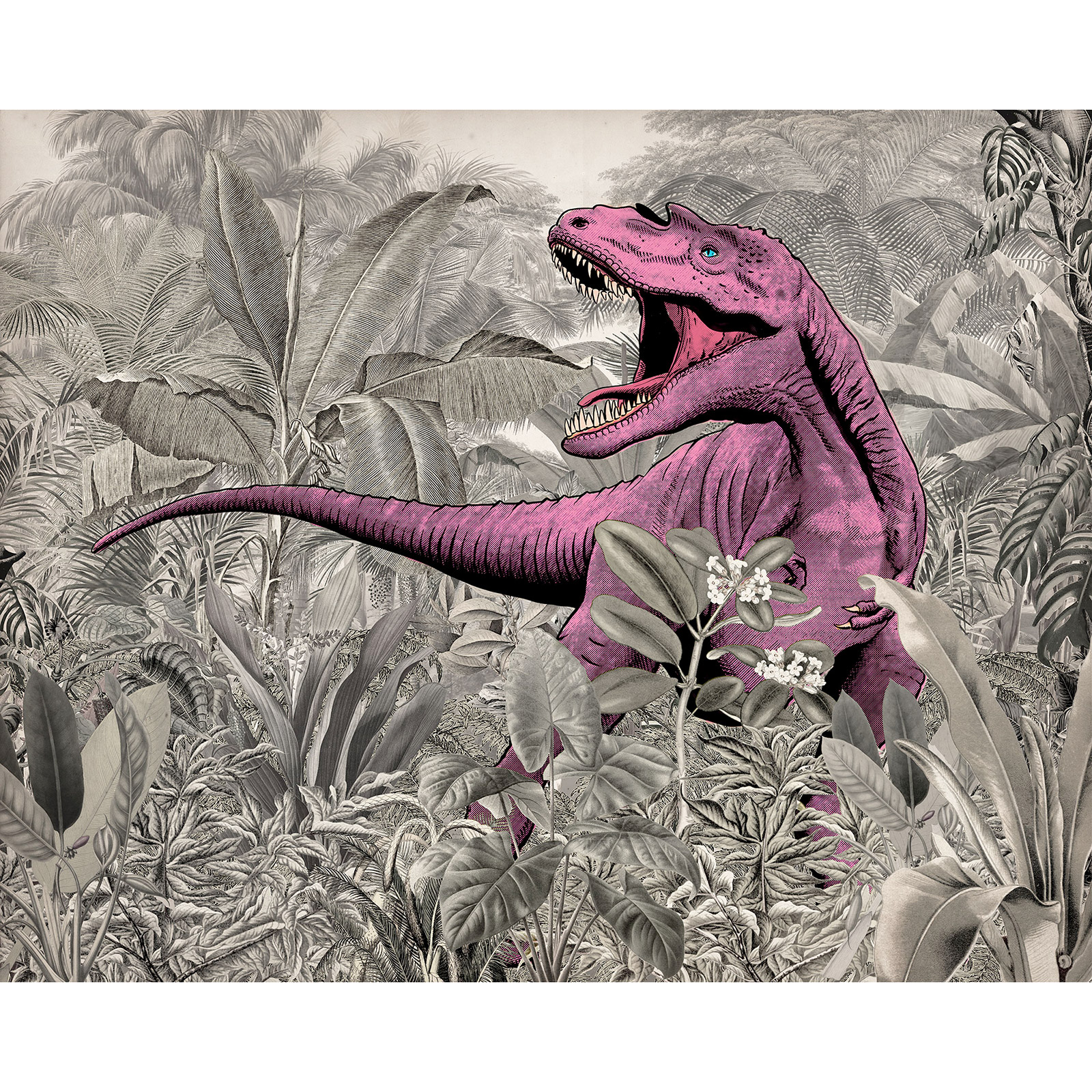 Vlies-Fototapete PINKY - rosa-schwarz-weiß - 350x280 cm