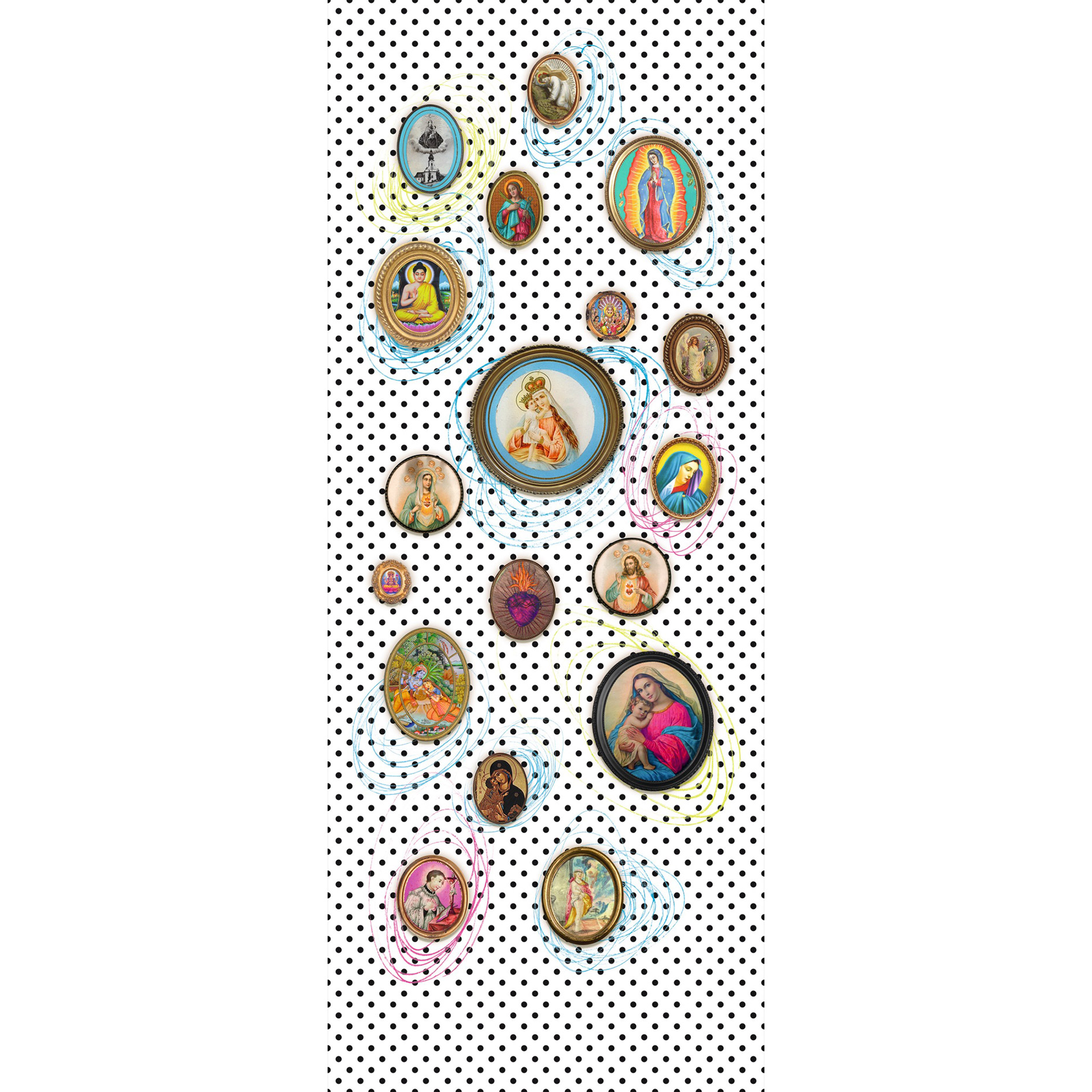 Vlies-Fototapete POLKA DOTS - bunt - 100x250 cm