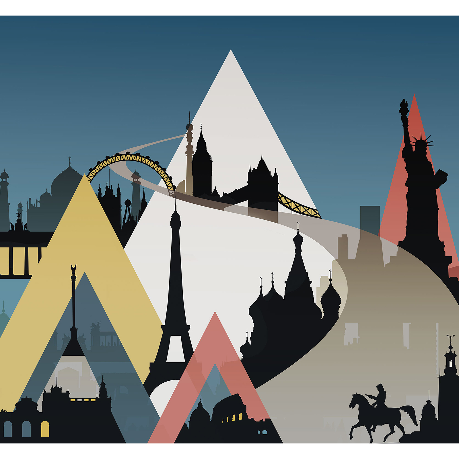 Vlies-Fototapete SIGHTSEEING - bunt - 300x280 cm