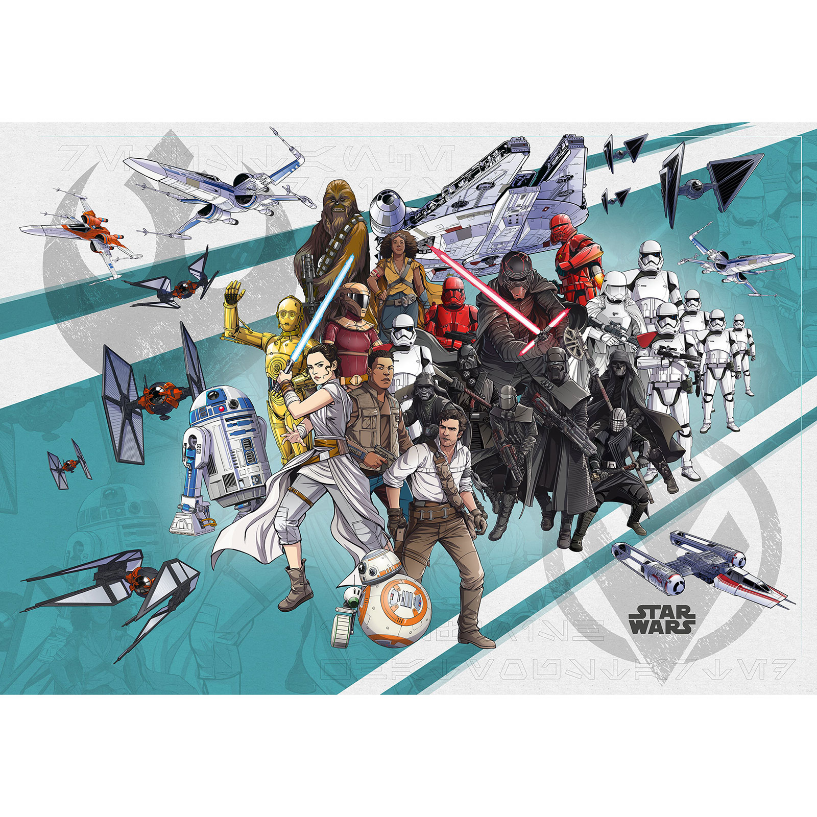 Vlies-Fototapete STAR WARS CARTOON COLLAGE WIDE - 400x280 cm