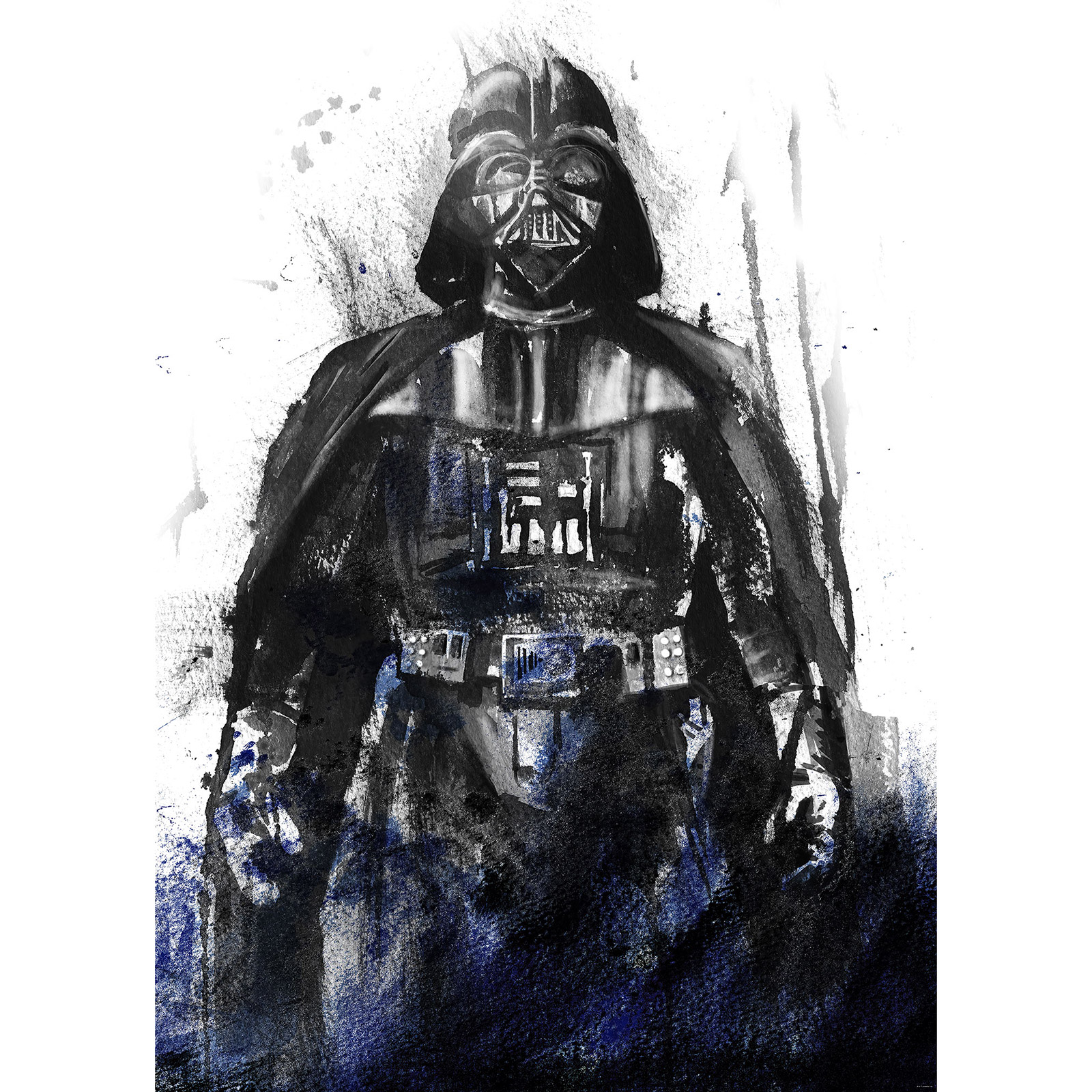 Vlies-Fototapete - STAR WARS WATERCOLOR VADER - schwarz-weiß - 200x280 cm