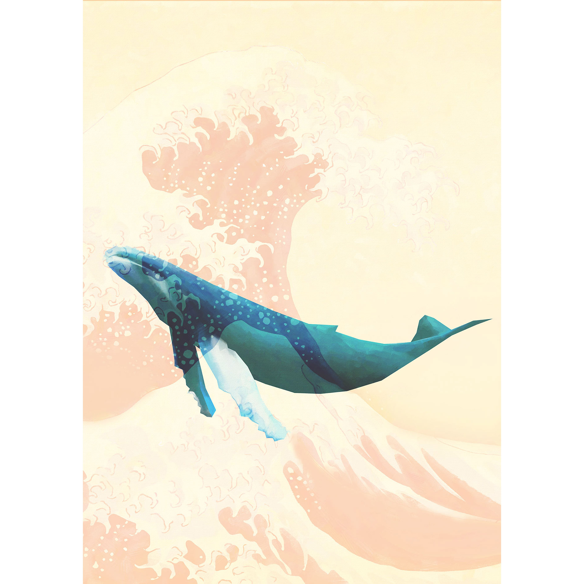 Vlies-Fototapete WHALE VOYAGE - bunt - 200x280 cm