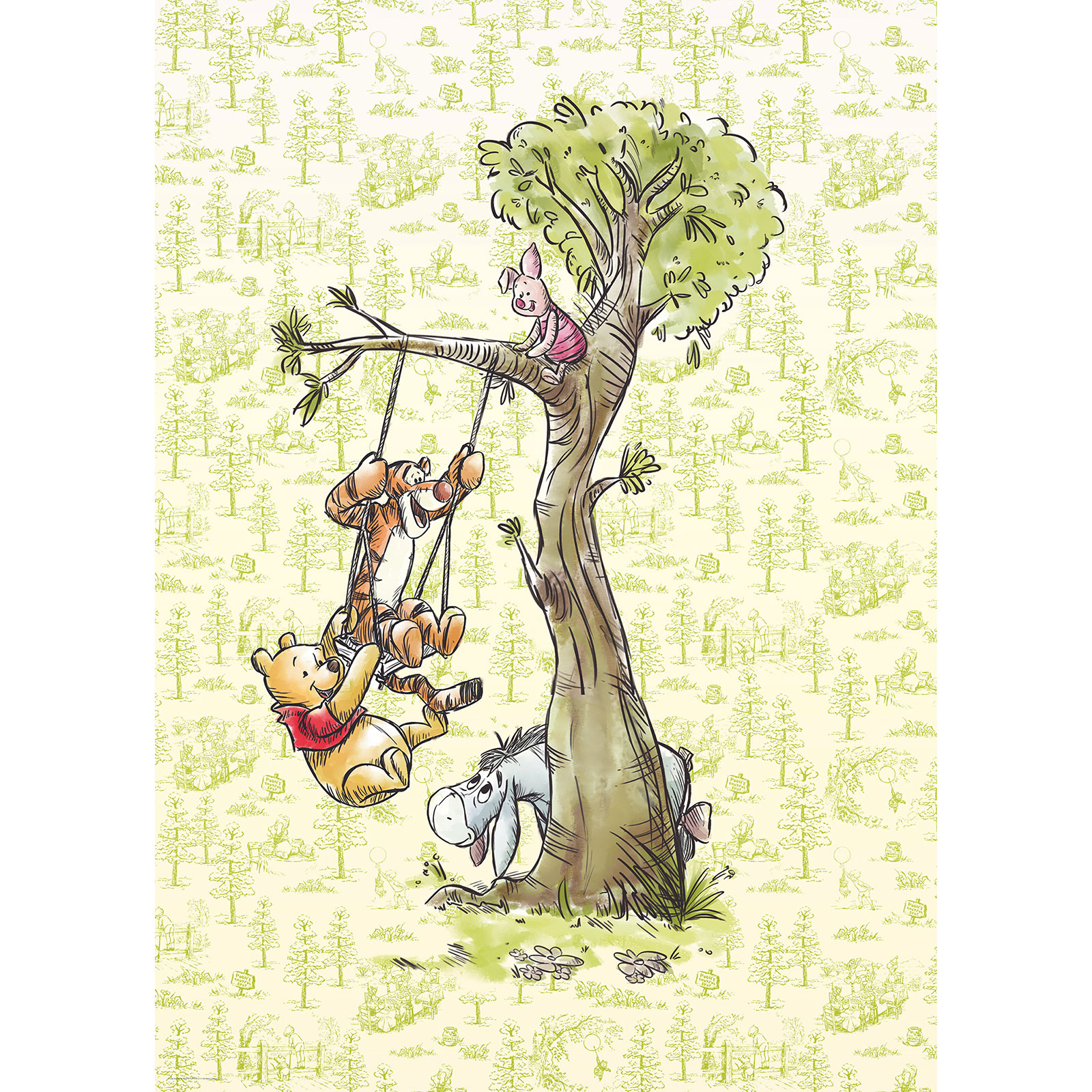 Vlies-Fototapete WINNIE THE POOH IN THE WOOD - 200x280 cm