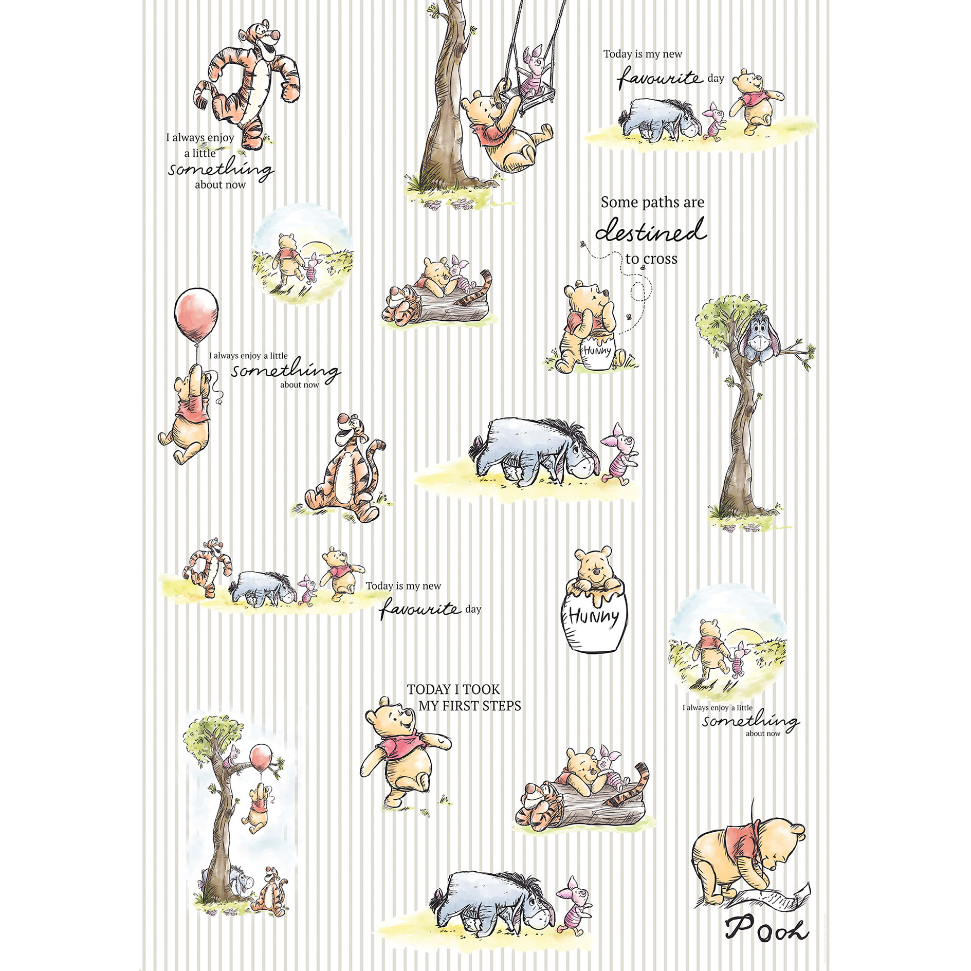 Vlies-Fototapete WINNIE THE POOH STRIPES - 200x280 cm
