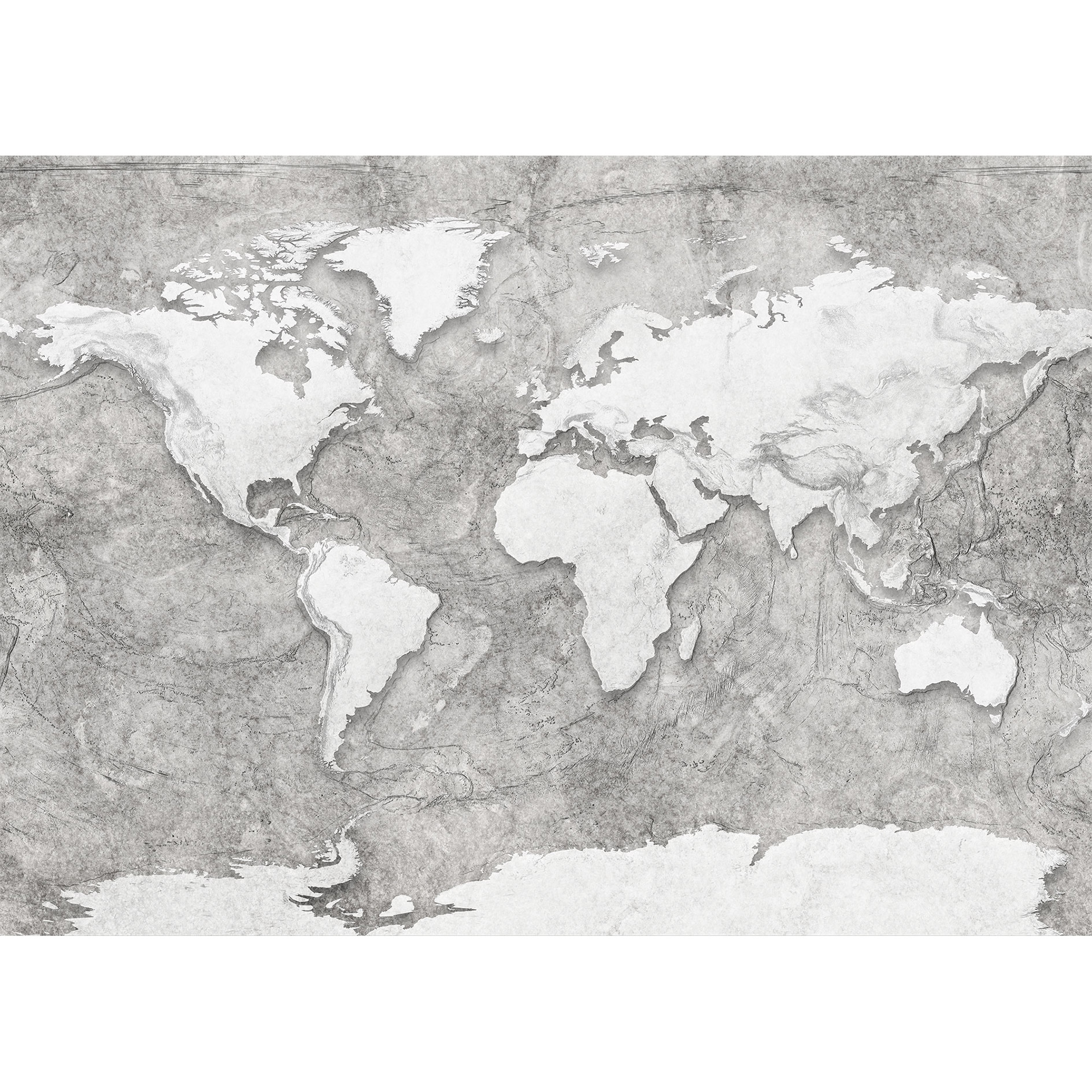 Vlies-Fototapete WORLD RELIEF - schwarz-weiß - 350x250 cm