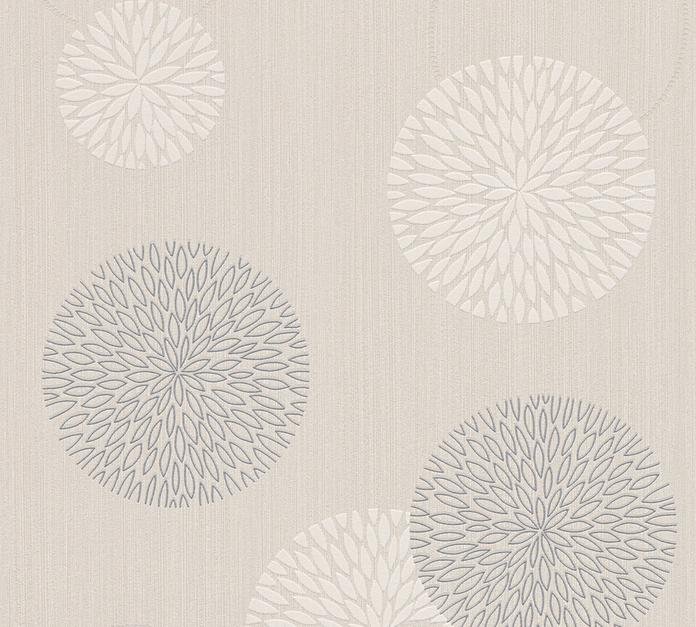 Vliestapete BEST OF VLIES - beige-silber-creme - Kreise - 10 Meter