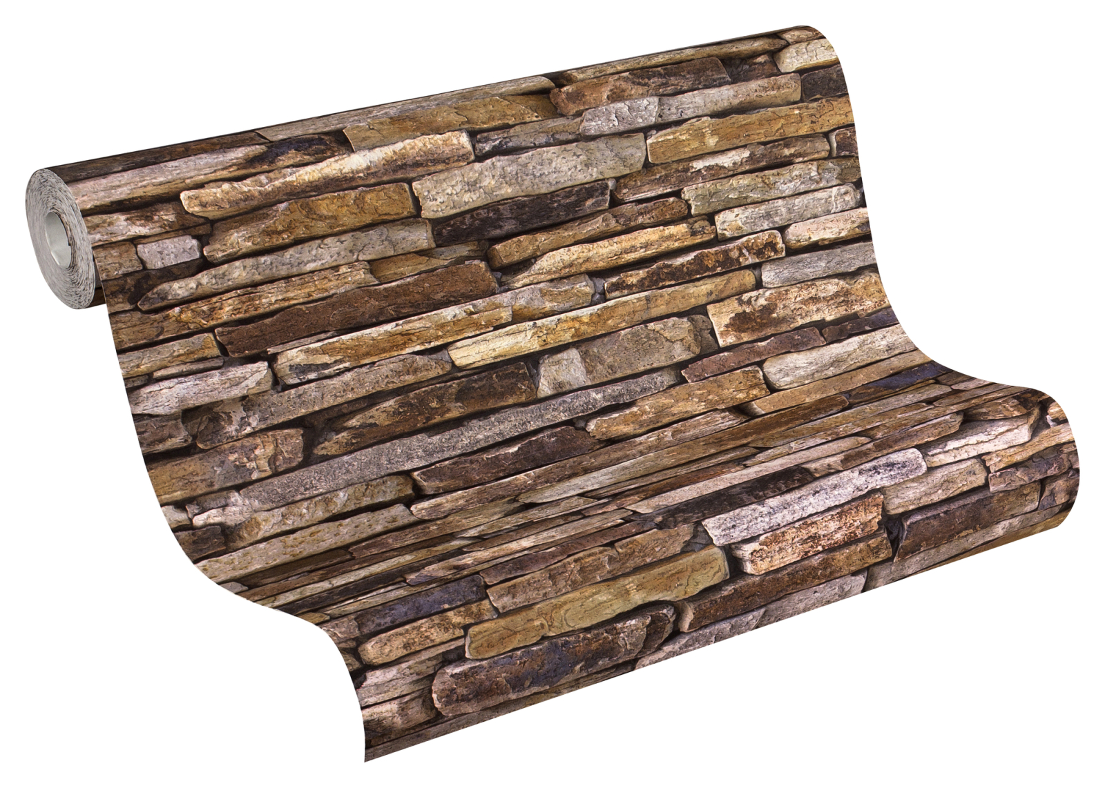 Vliestapete BEST OF WOOD´N STONE - Steinmauer - braun - 10 Meter