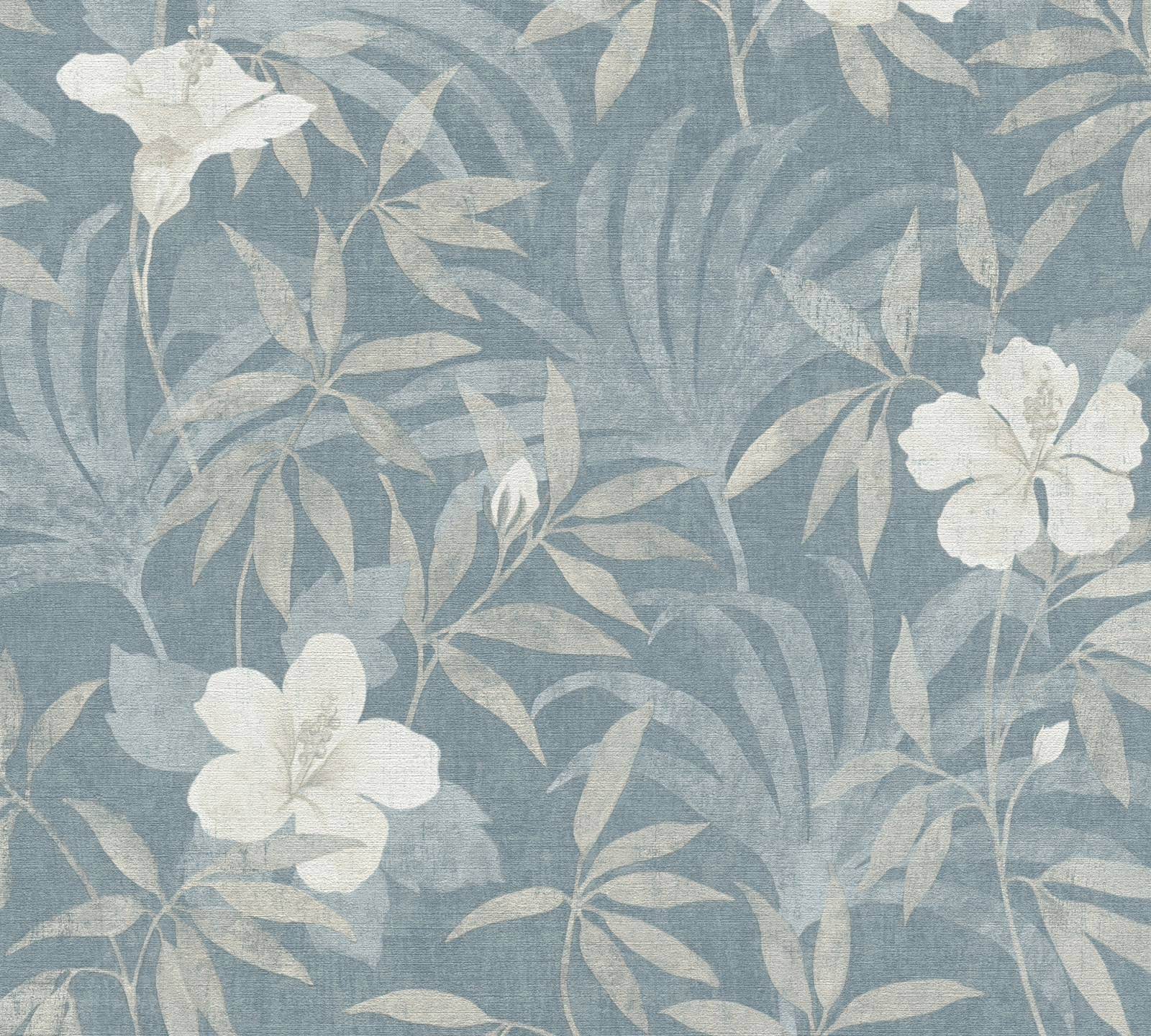 Vliestapete - Blumen - blau - 10 Meter
