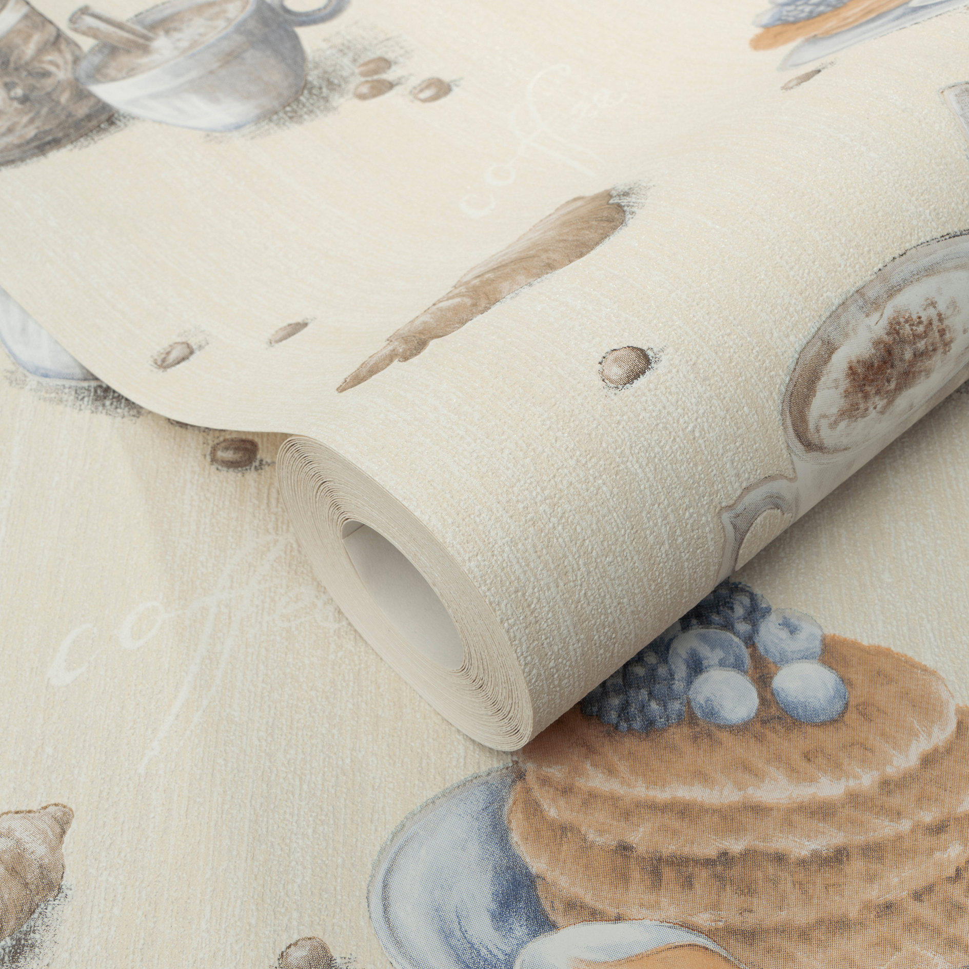 Vliestapete - creme - Küchenmotiv - 10 Meter