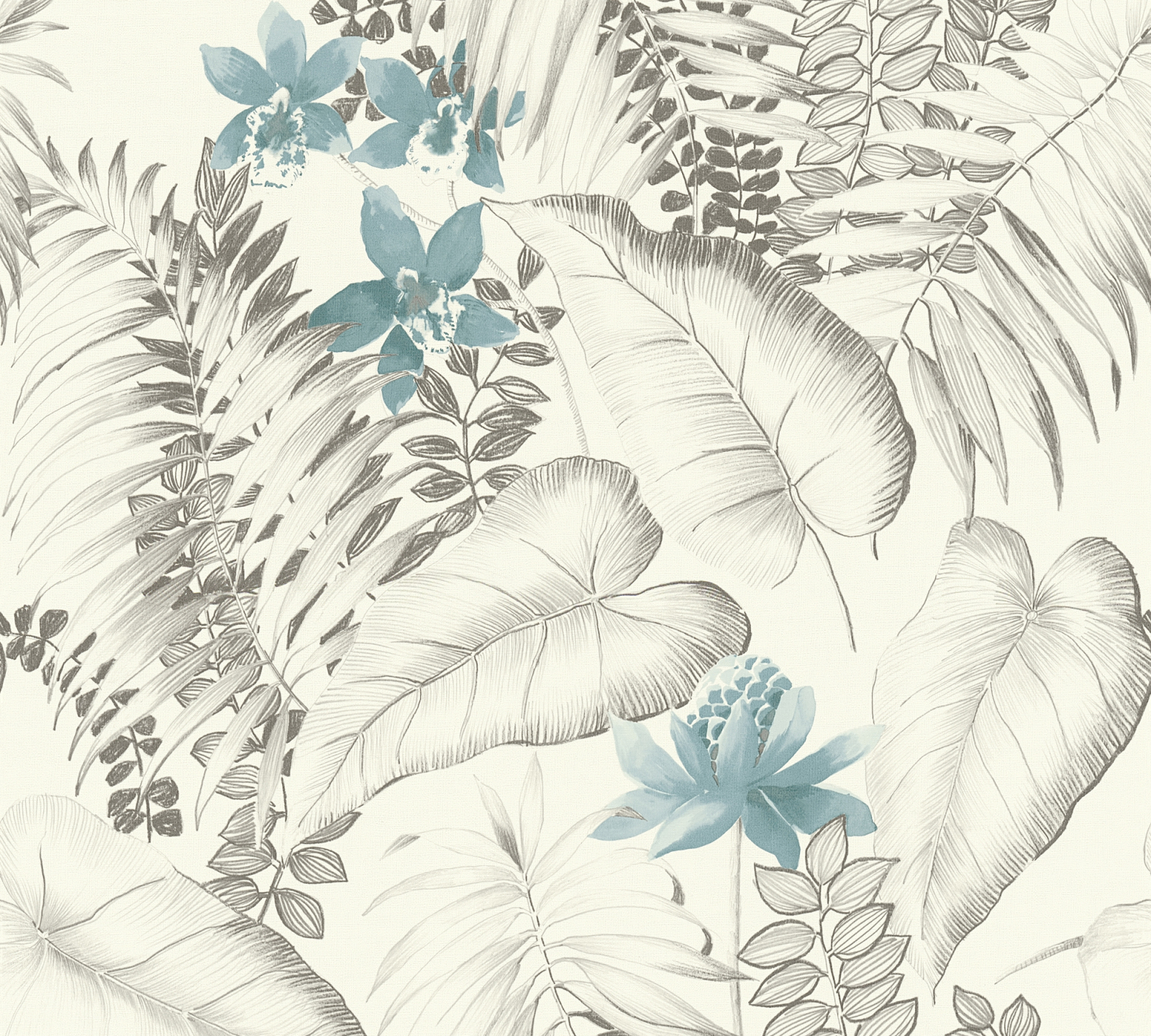 Vliestapete EXOTIC LIFE - blau-grau - 10 Meter