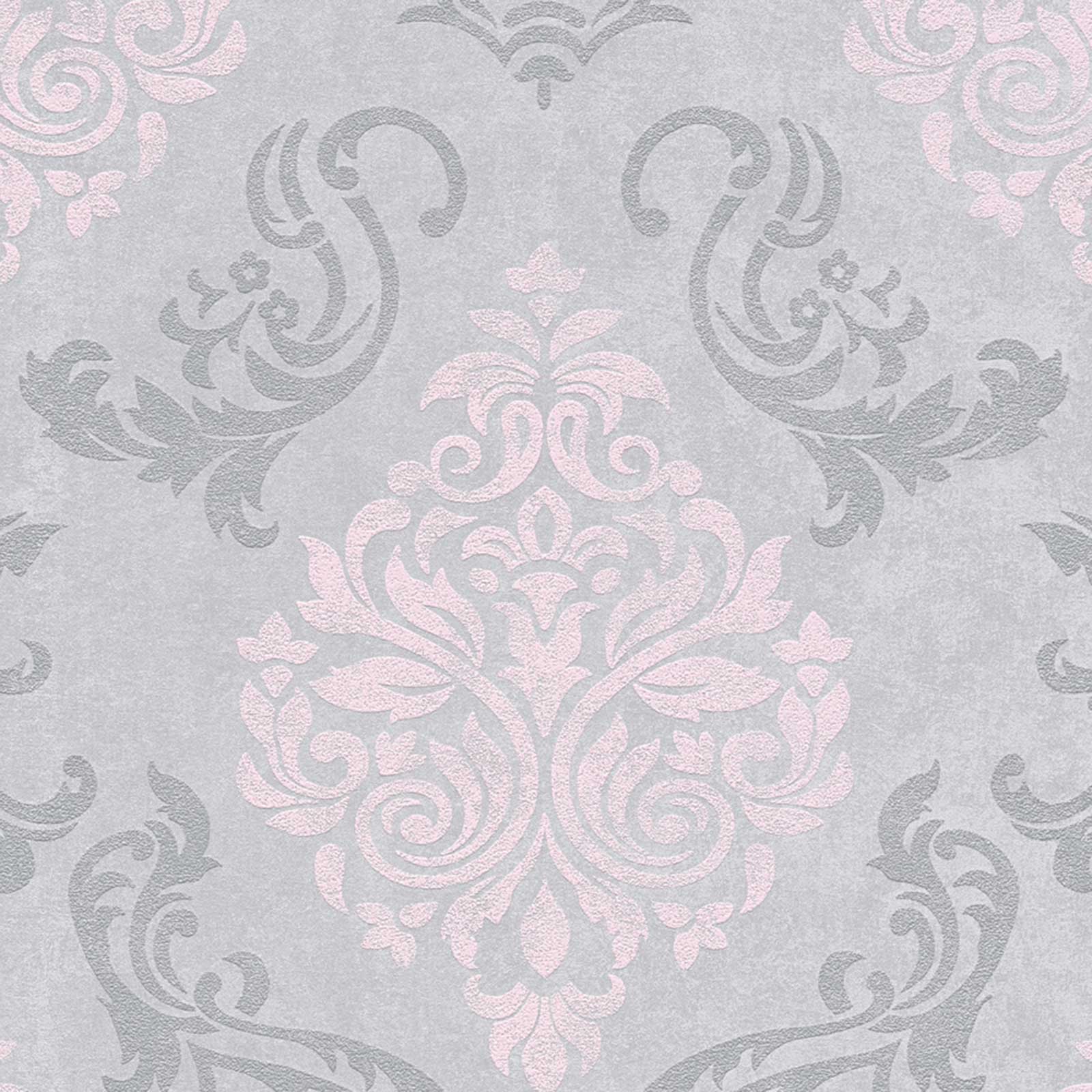 Vliestapete - grau-rosa - Barock - 10 Meter