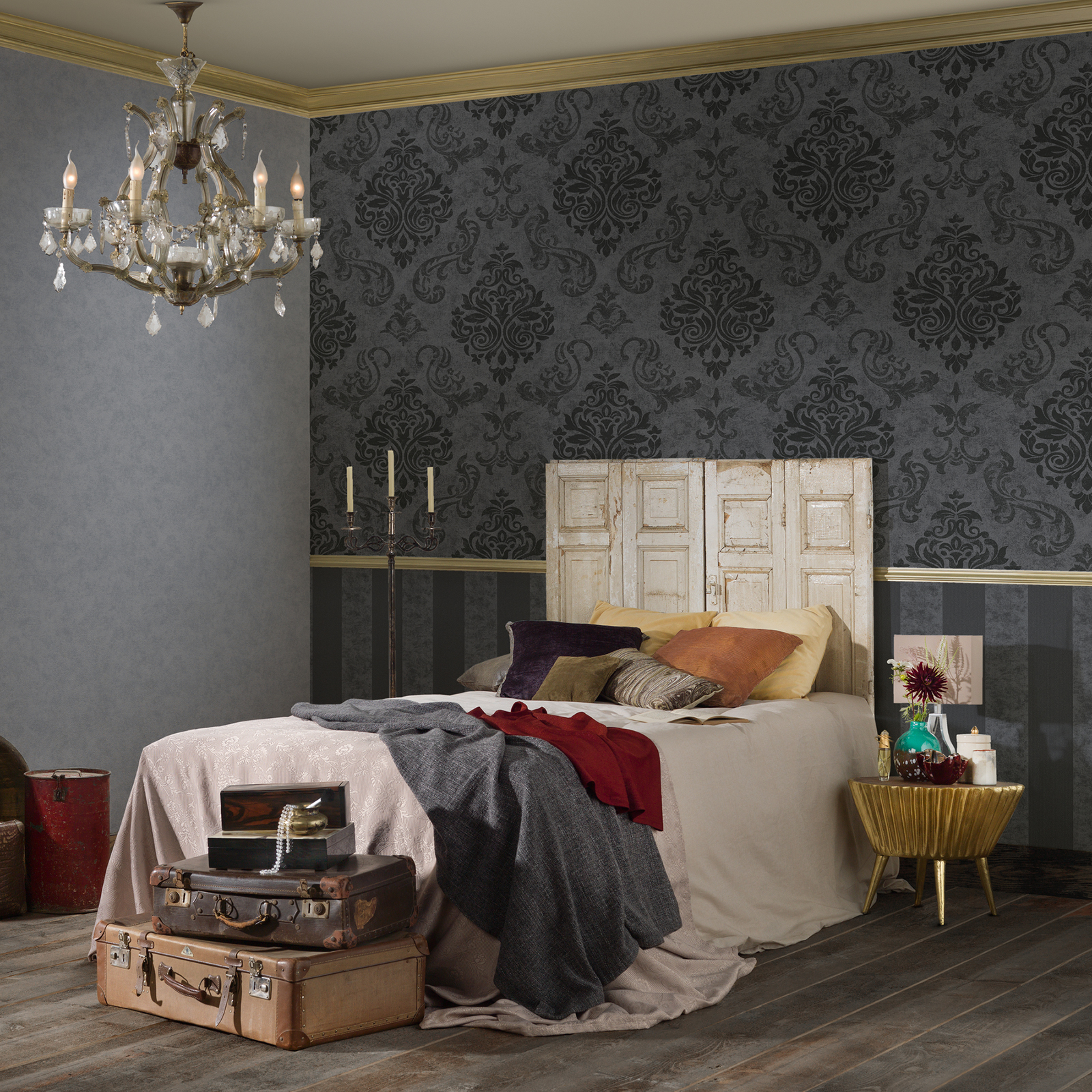 Vliestapete MEMORY 3 - schwarz- grau metallic - 10 Meter