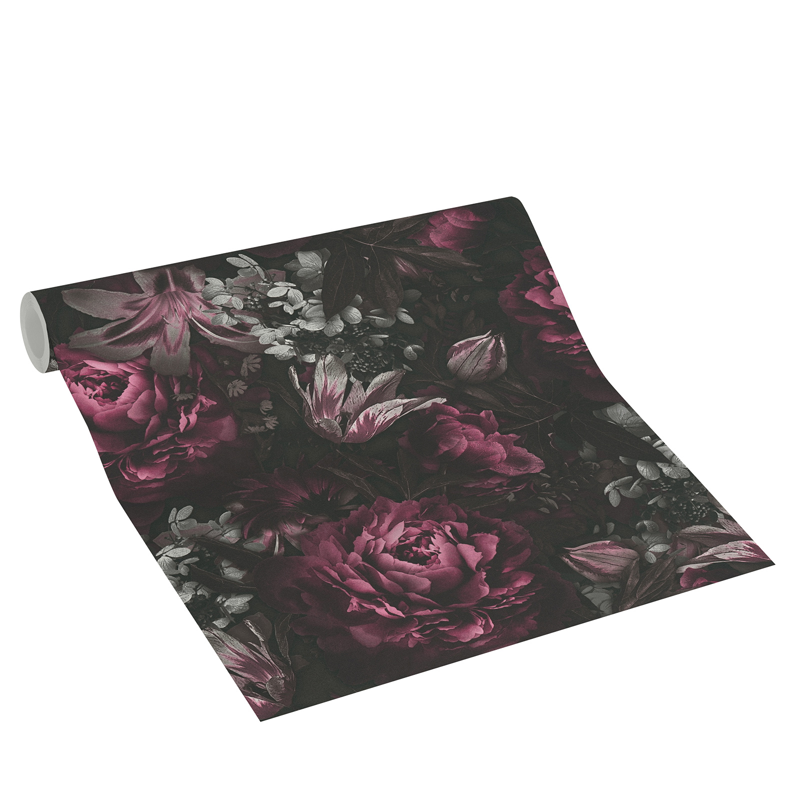 Vliestapete PINTWALLS - schwarz-rosa - Floral - 10 Meter