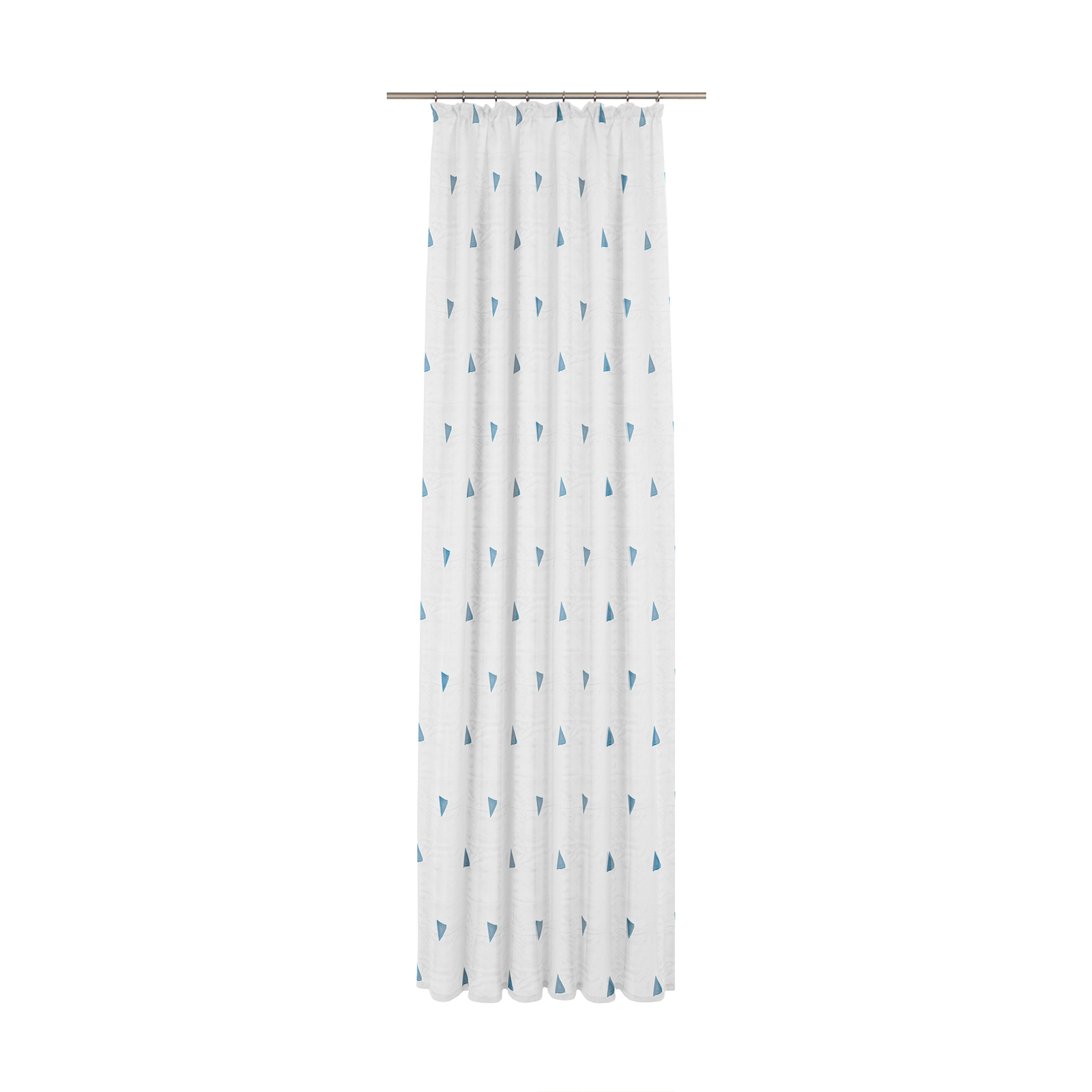 Vorhang - transparent-blau - Dreiecke - 450x125 cm