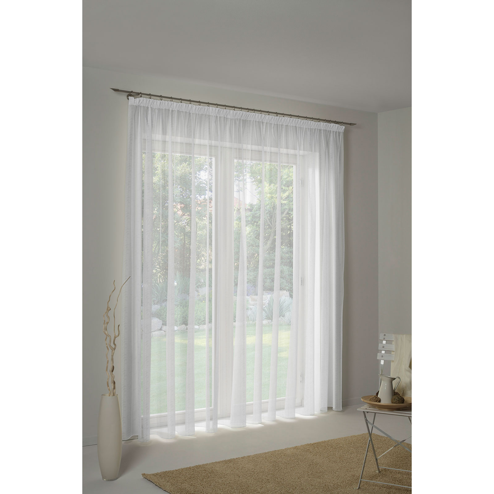 Vorhang - transparent-weiß - Streifen - 300x125 cm