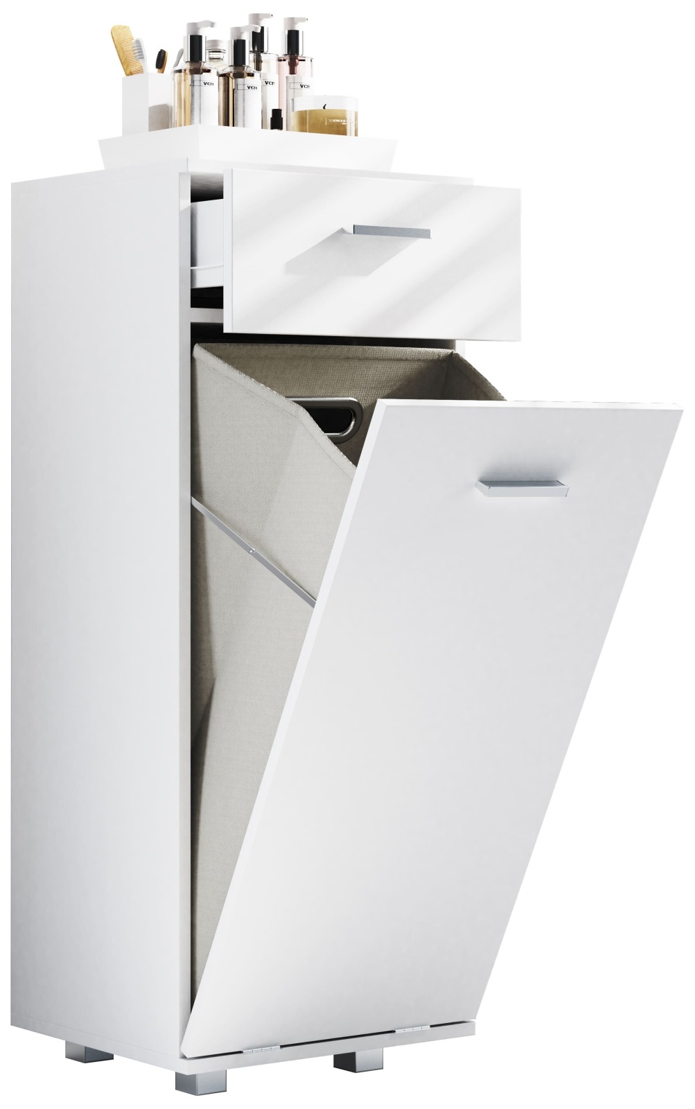 Wäscheschrank ZALO S - weiß - Klapptür - 40 cm breit