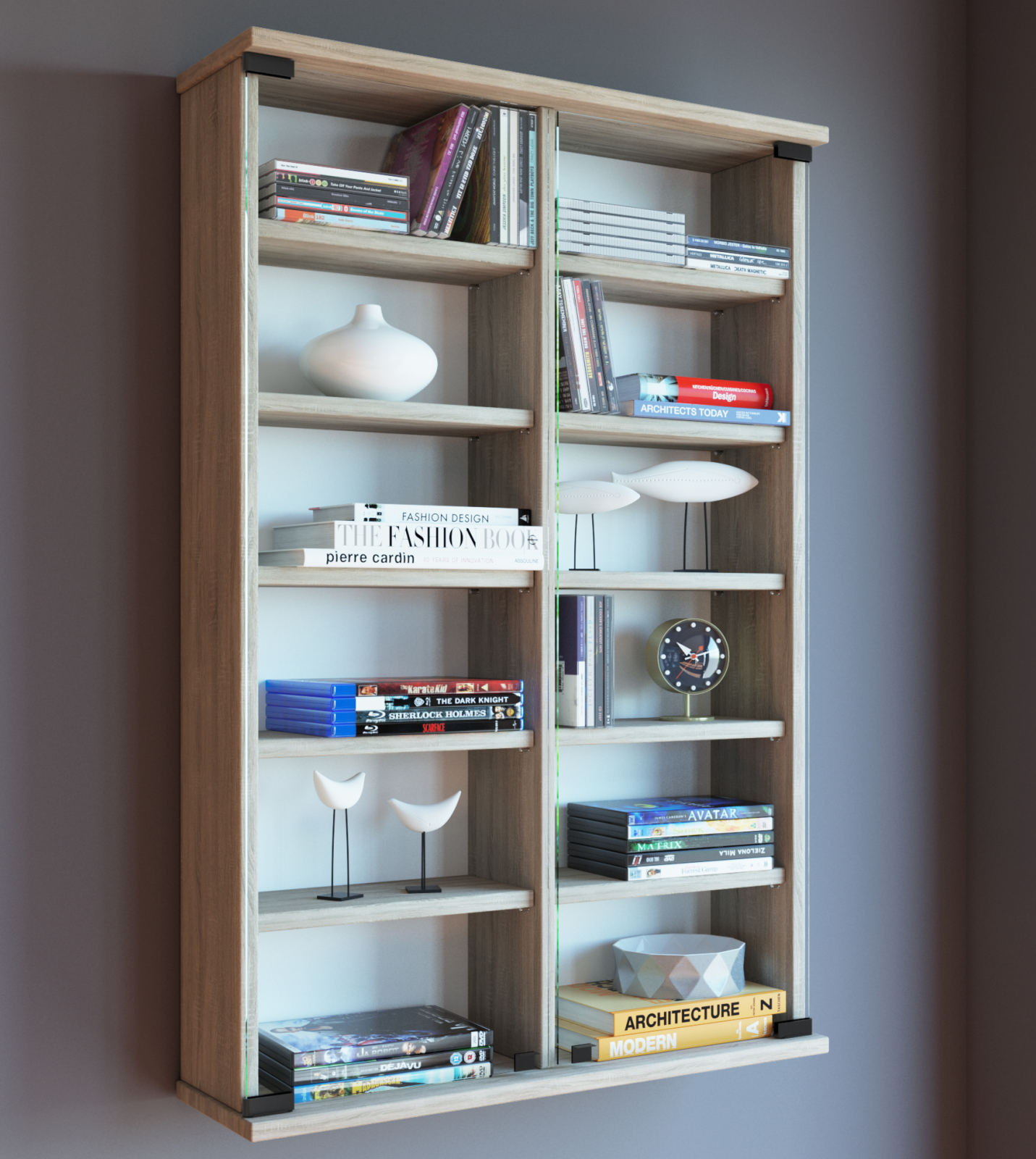 Wand-Regal ZUNTISA - Sonoma Eiche - für 300 CDs