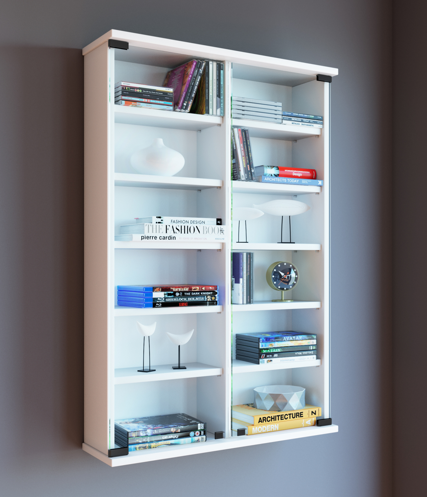 Wand-Regal ZUNTISA - weiß - für 300 CDs