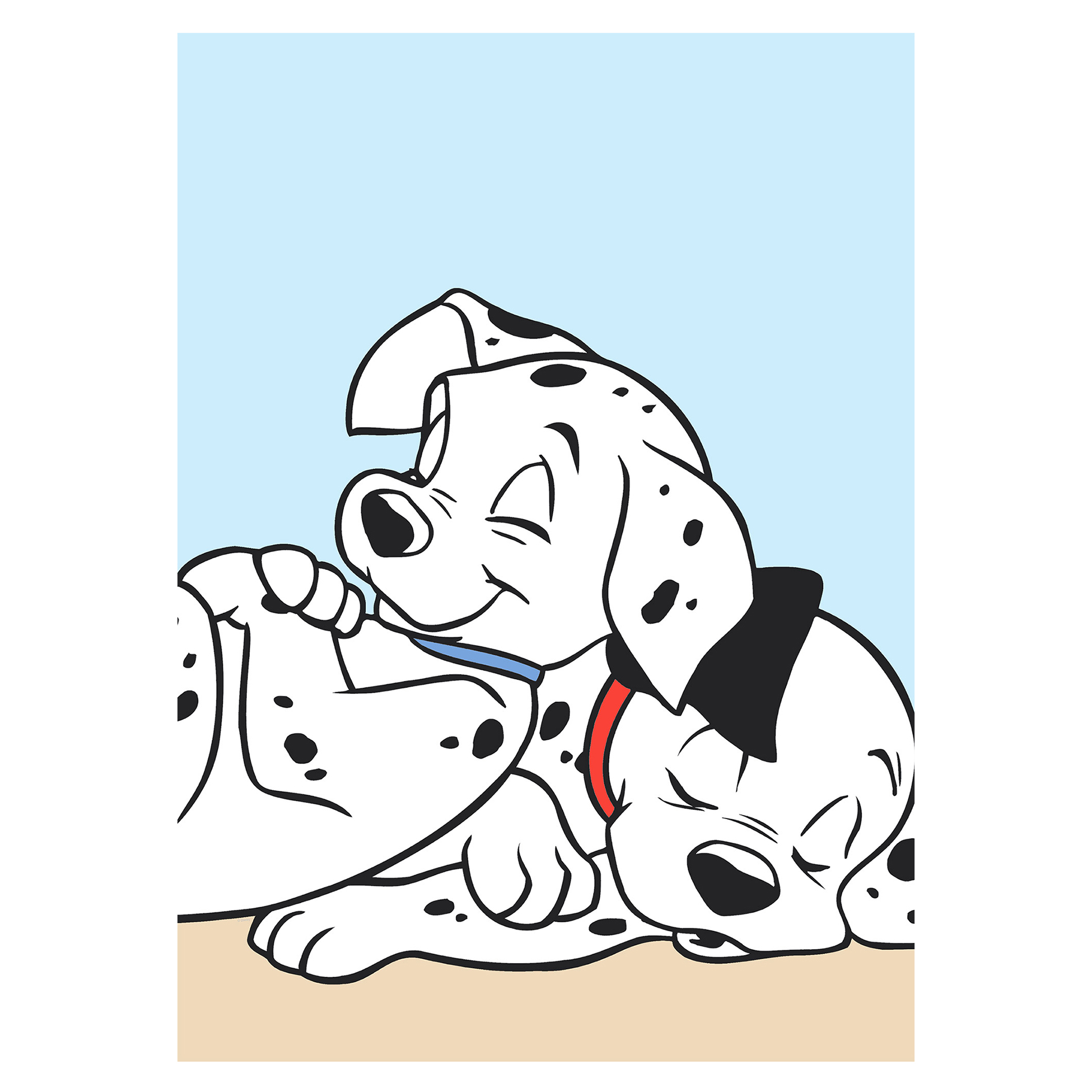 Wandbild 101 DALMATINER CUDDLE - bunt - 50x70 cm