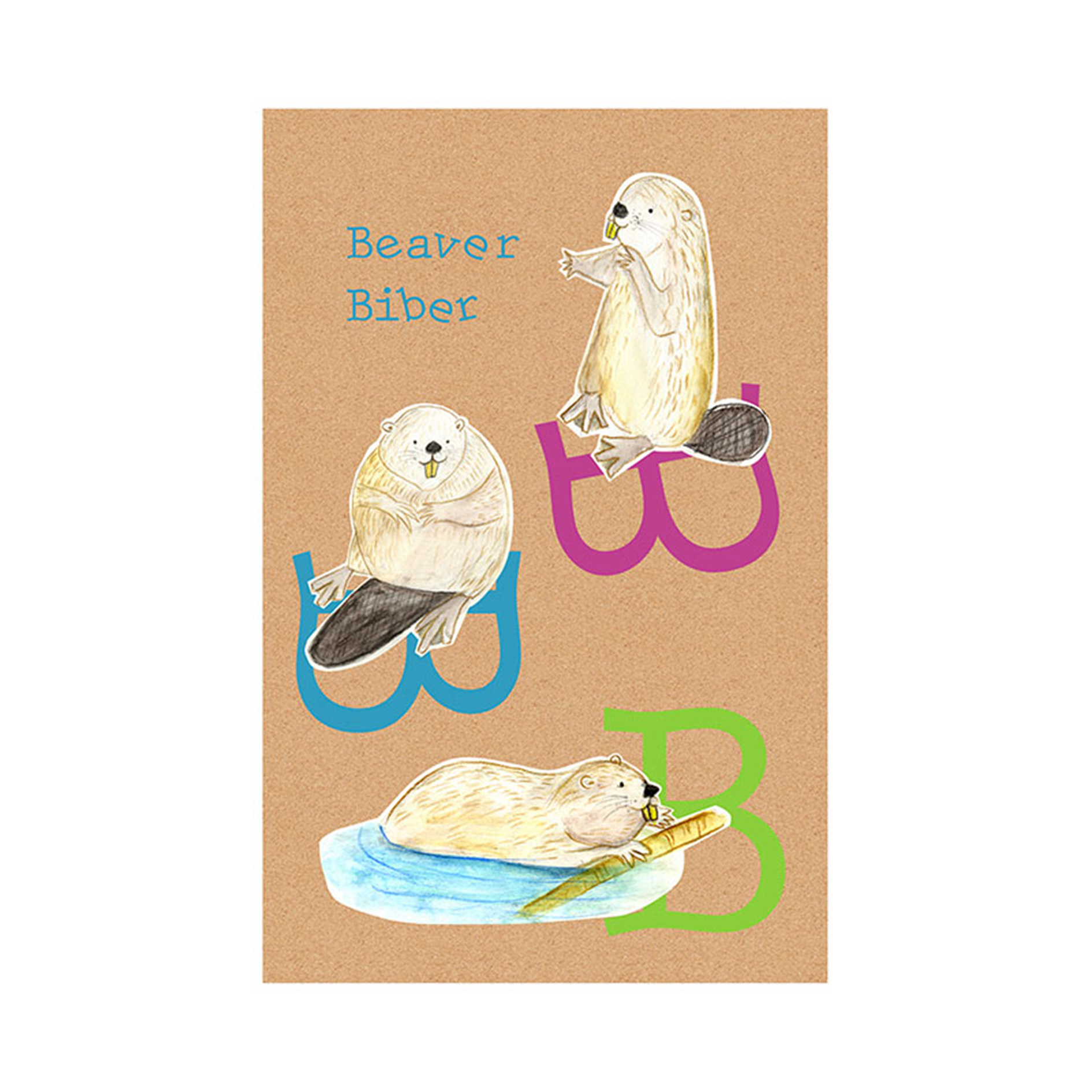 Wandbild ABC ANIMAL B - bunt - 50x70 cm