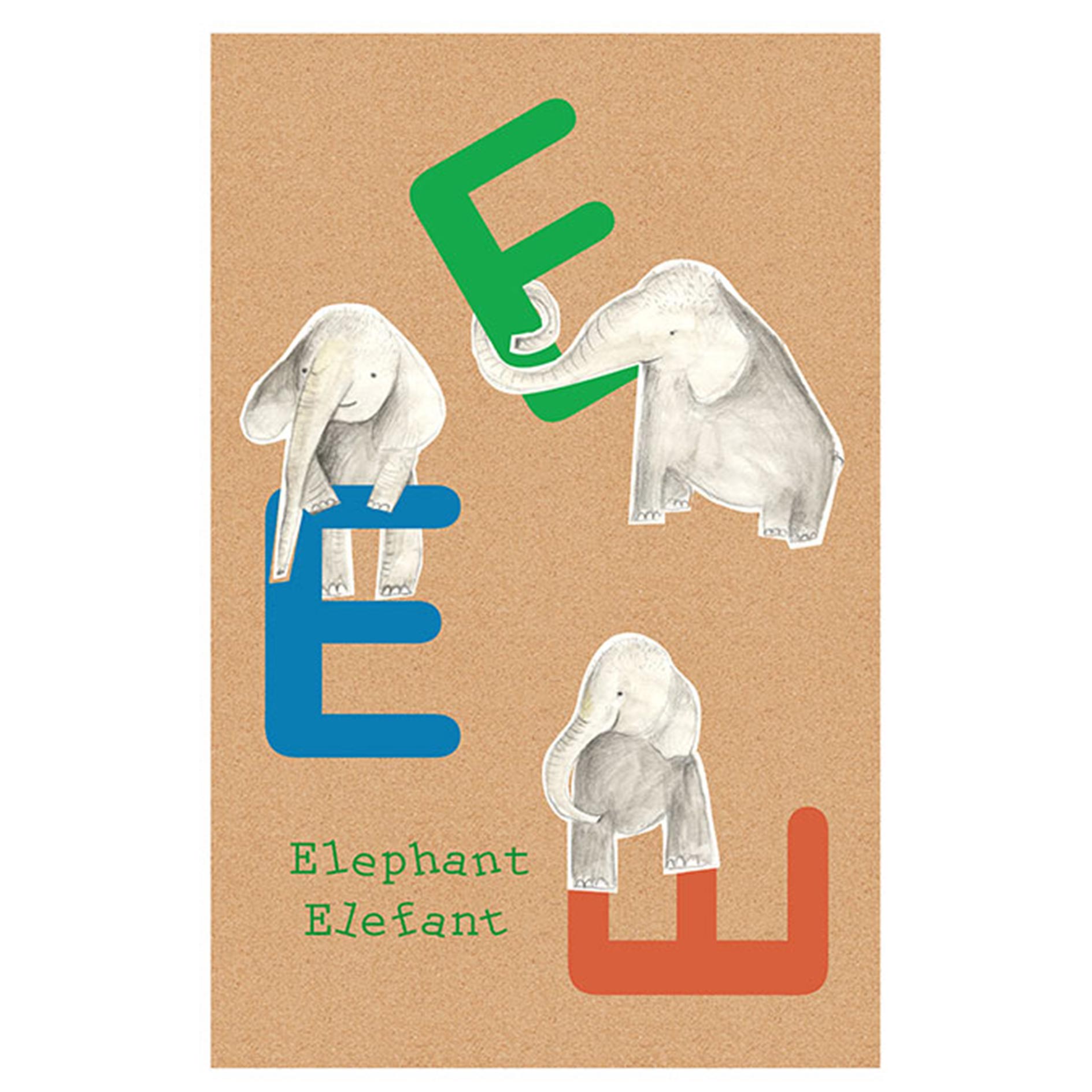 Wandbild ABC ANIMAL E - bunt - 50x70 cm