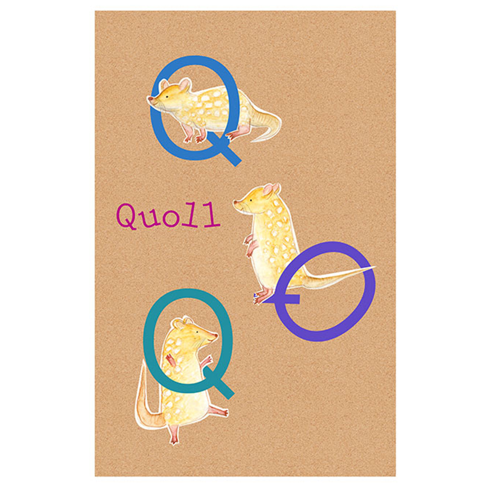 Wandbild ABC ANIMAL Q - bunt - 50x70 cm
