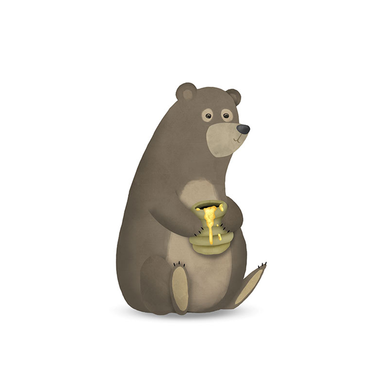 Wandbild CUTE ANIMAL BEAR - weiß-braun-gold - 50x70 cm