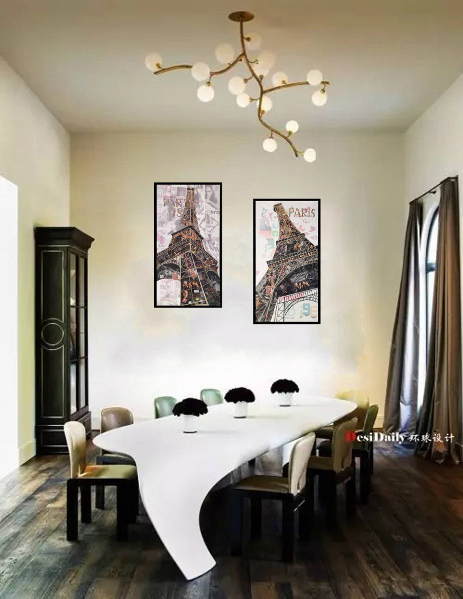 Wandbild - Eiffelturm - multicolor - Handarbeit - 52x102 cm