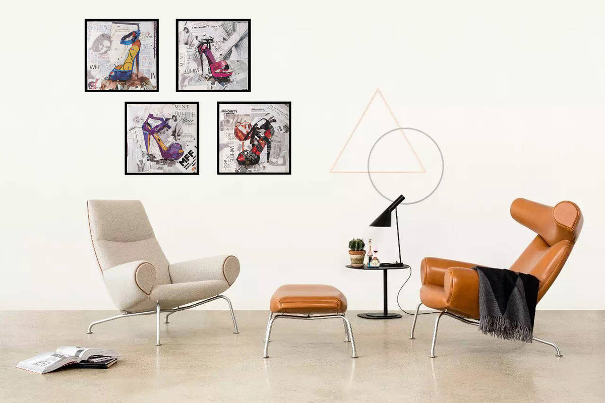 Wandbild - High Heel III - multicolor - Handarbeit - 52x52 cm