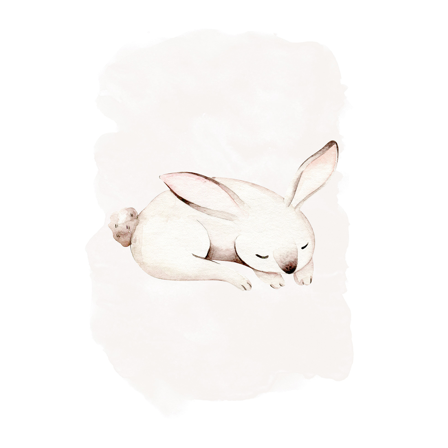 Wandbild SLEEPY BUNNY - schwarz-weiß - 50x70 cm