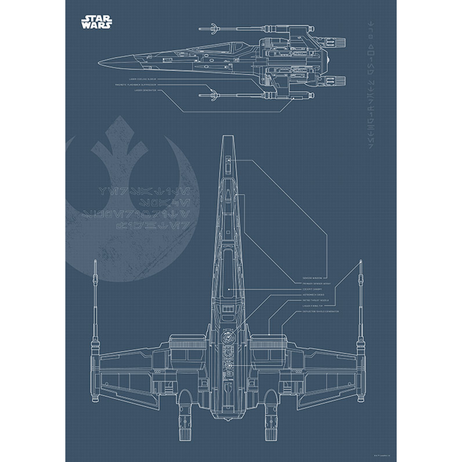Wandbild STAR WARS BLUEPRINT X-WING - 50x70 cm