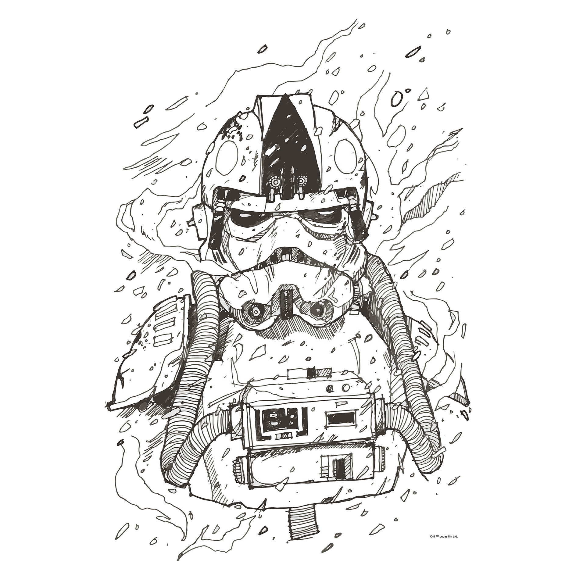 Wandbild STAR WARS PILOT DRAWING - schwarz-weiß - 50x70 cm