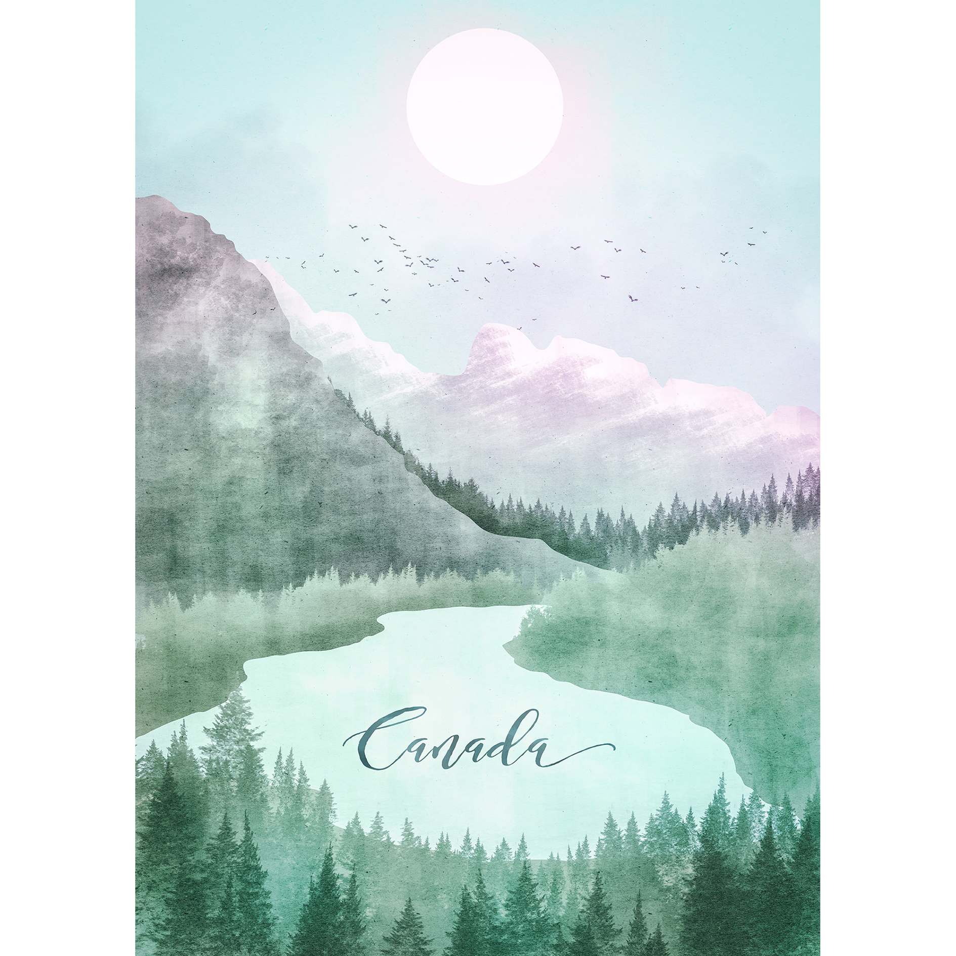 Wandbild VINTAGE TRAVEL CANADA - grün - 50x70 cm