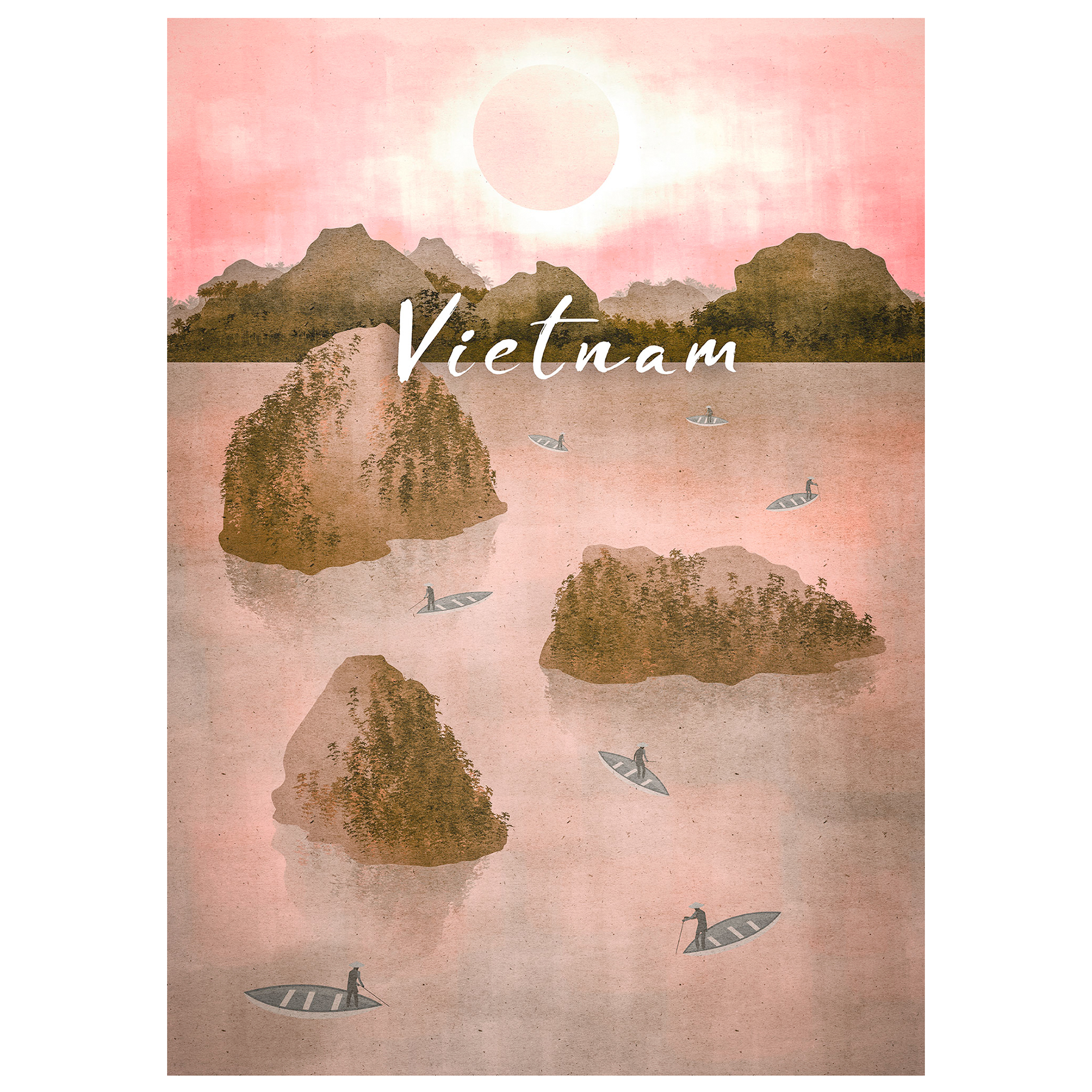 Wandbild VINTAGE TRAVEL VIETNAM - bunt - 50x70 cm