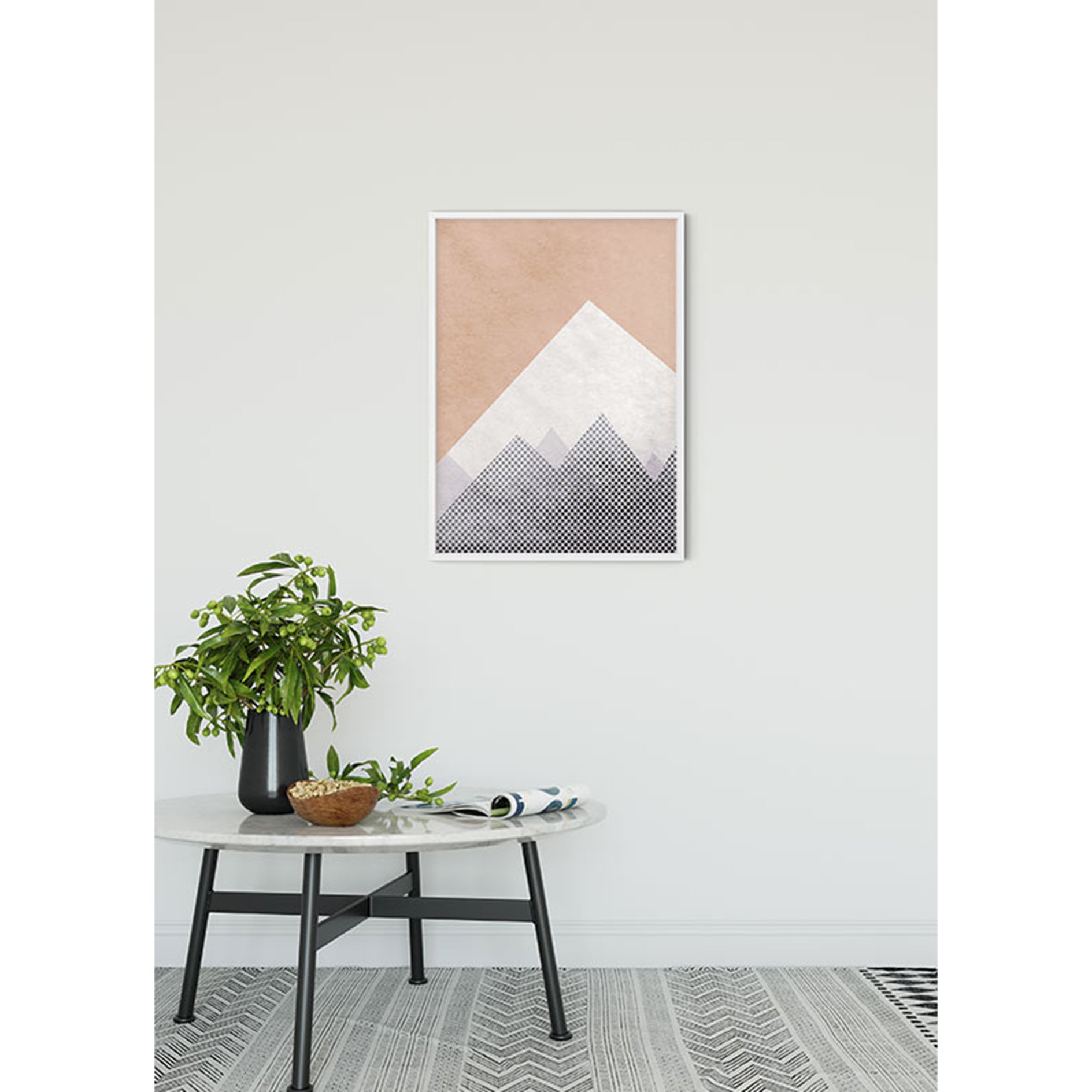 Wandbild WILD AND FREE MOUNTAIN - orange-weiß-grau - 50x70 cm