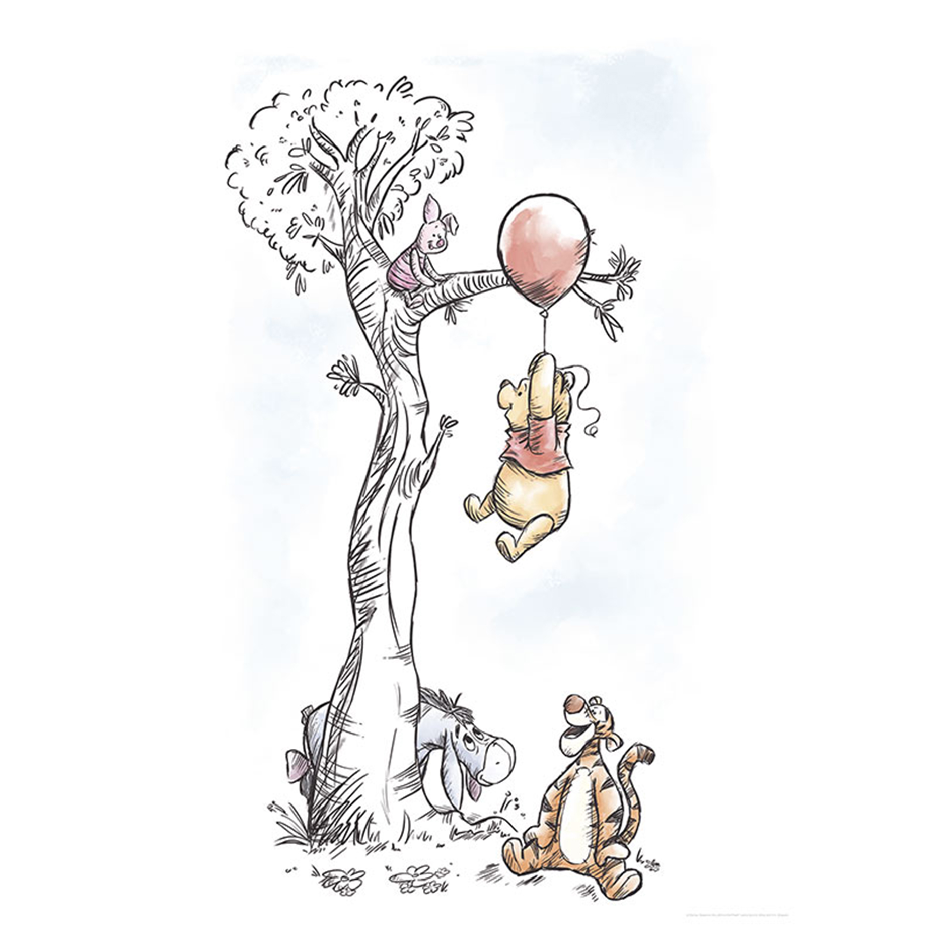 Wandbild WINNIE POOH HANG ON - bunt - 50x70 cm