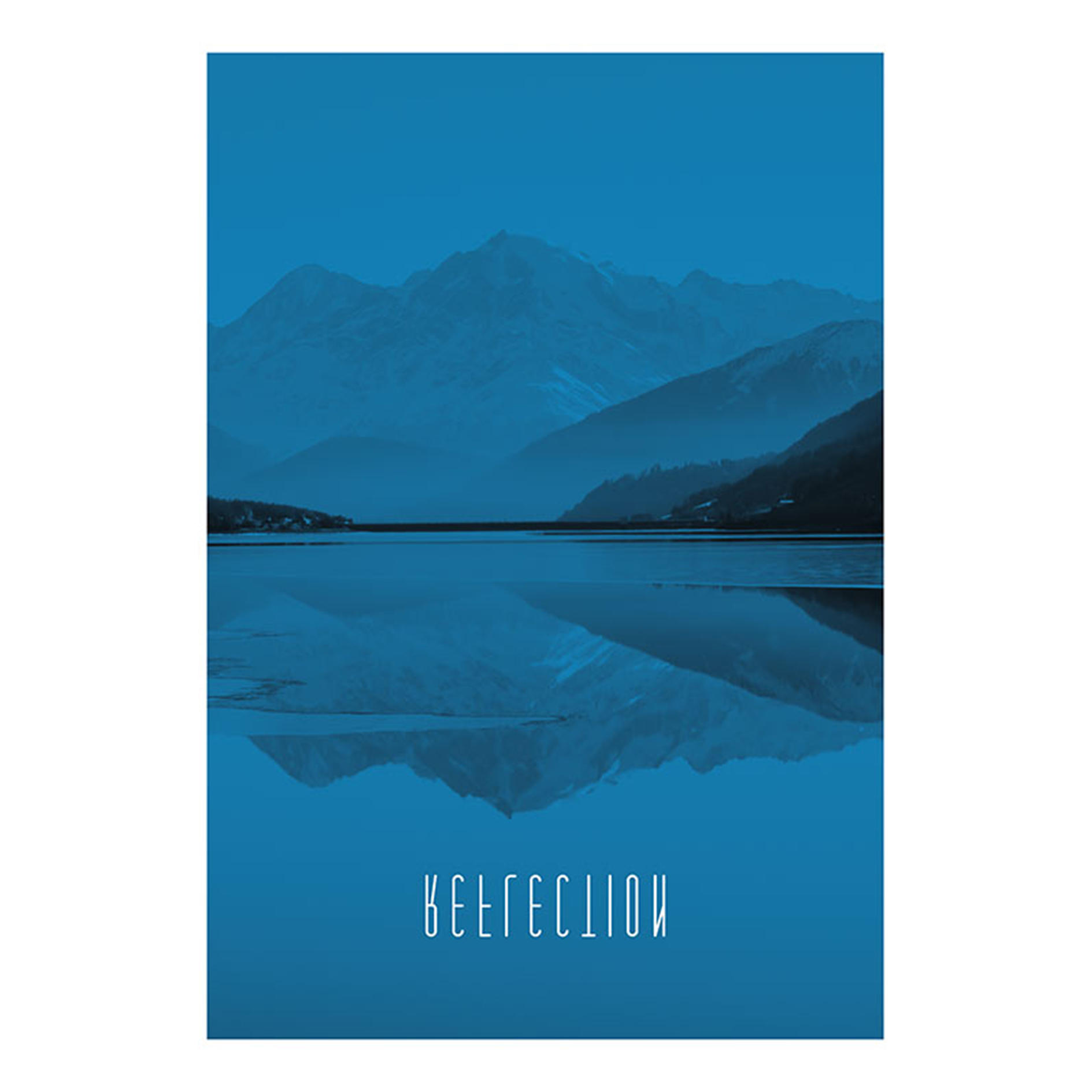 Wandbild WORD LAKE REFLECTION BLUE - blau - 50x70 cm