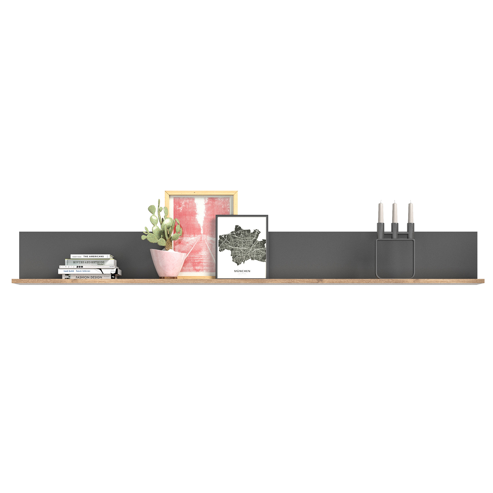 Wandboard MASON - Nox Oak - Basalt grau - 180 cm