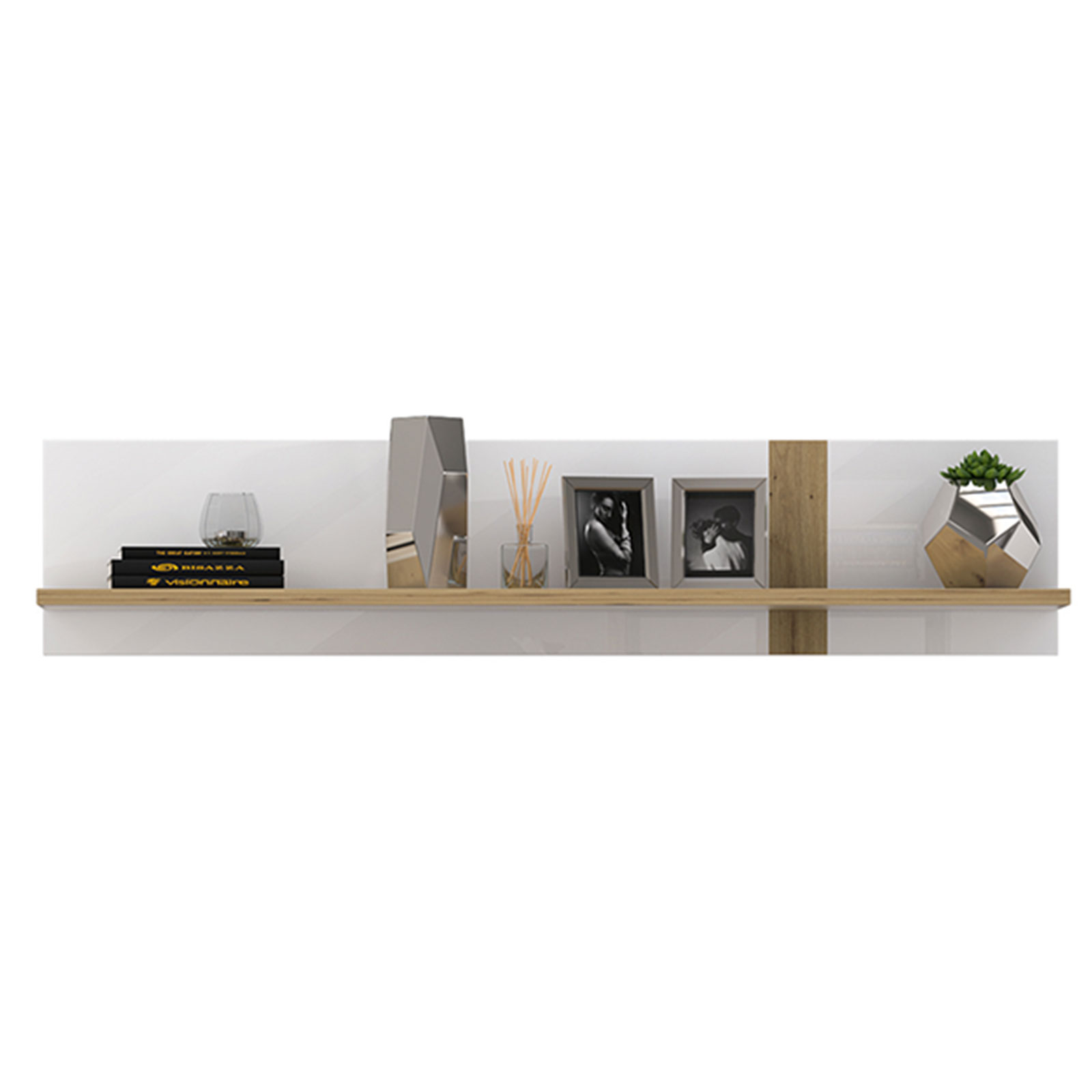 Wandboard - weiß Hochglanz - Artisan Eiche - 30 cm hoch