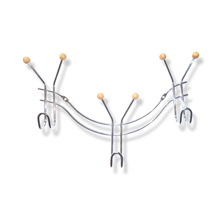 Wandgarderobe - Metall - verchromt - 9 Haken - 40 cm breit