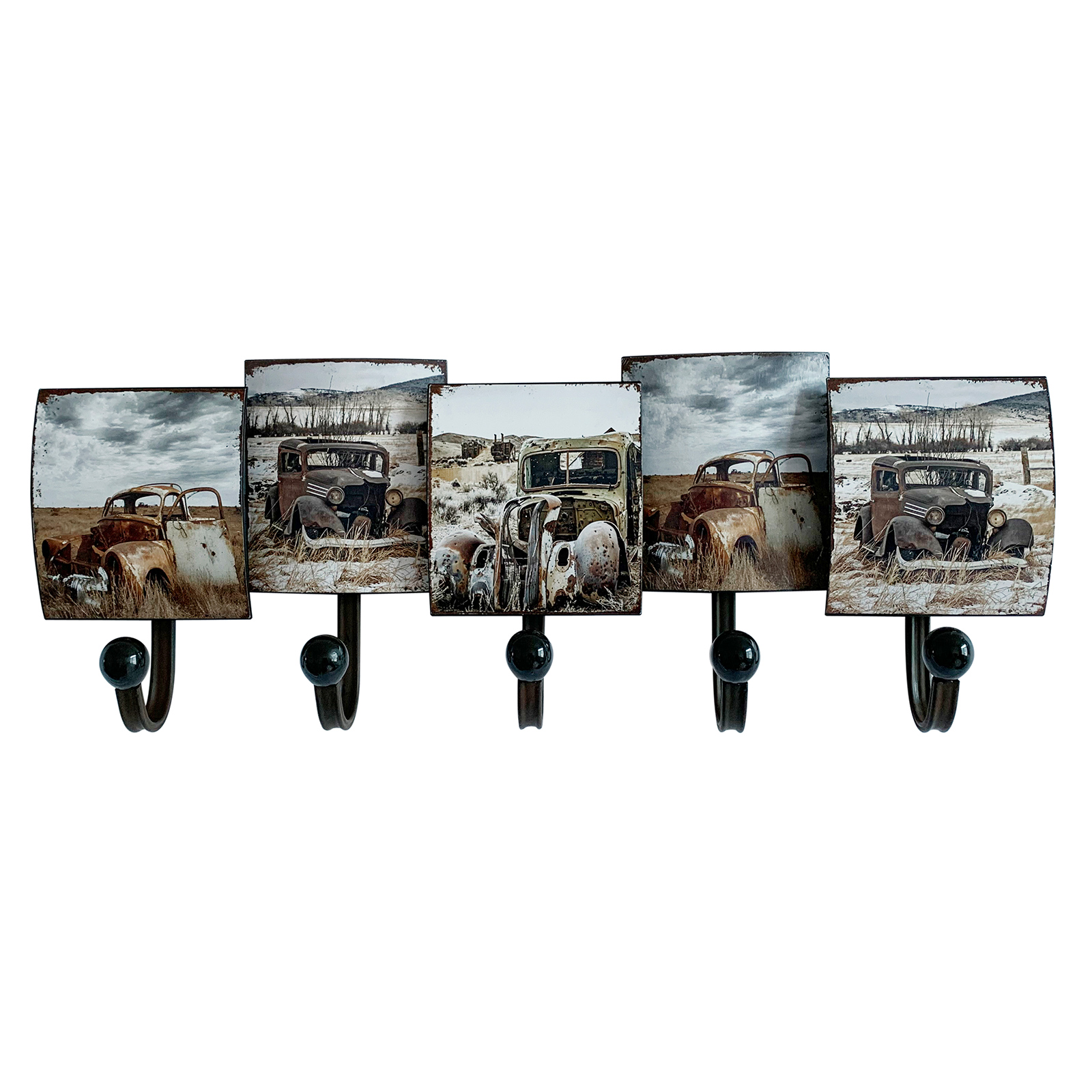 Wandgarderobe OLDTIMER - schwarz - 5 Haken